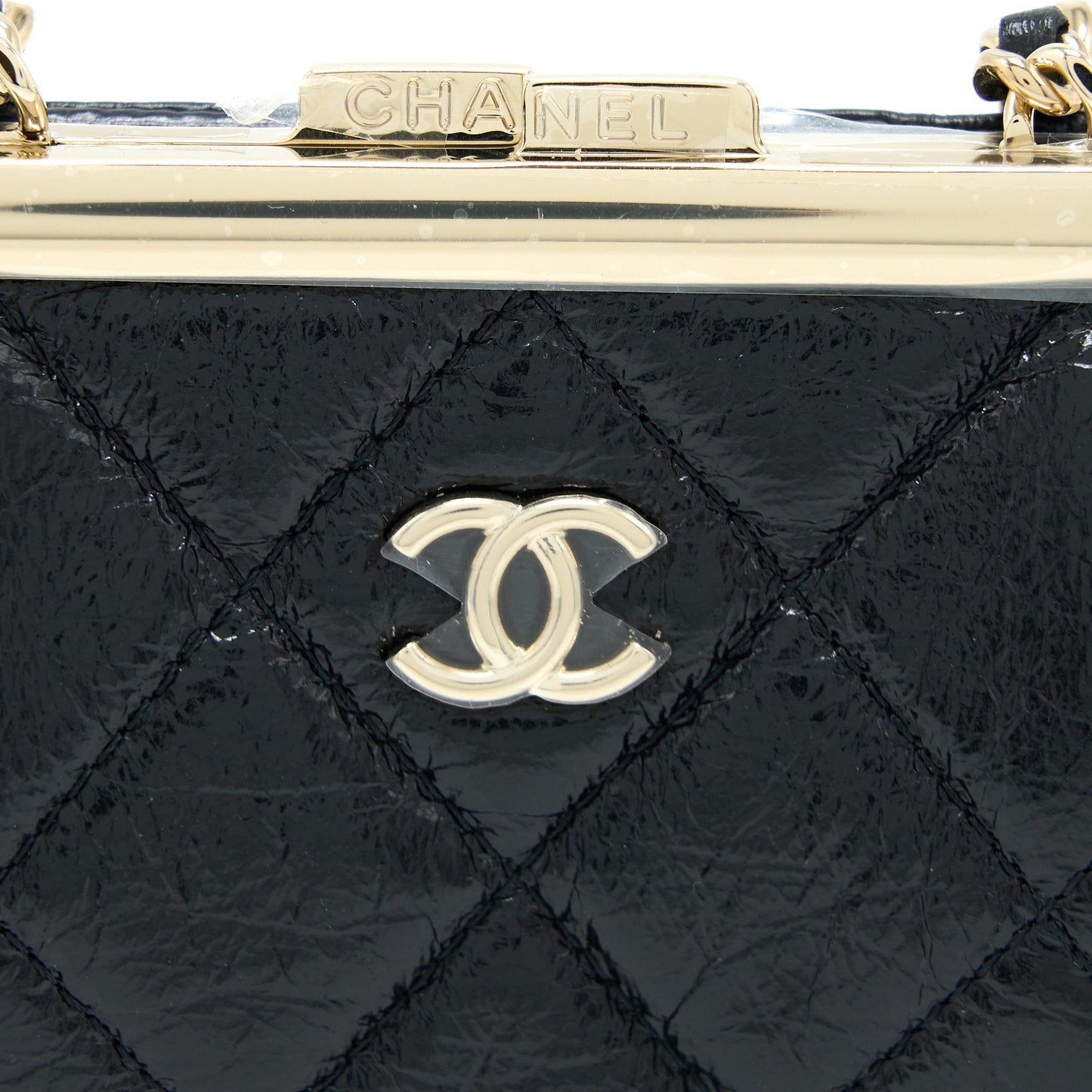 Chanel Quilted Mini Clip With Chain Aged Calfskin Black LGHW
