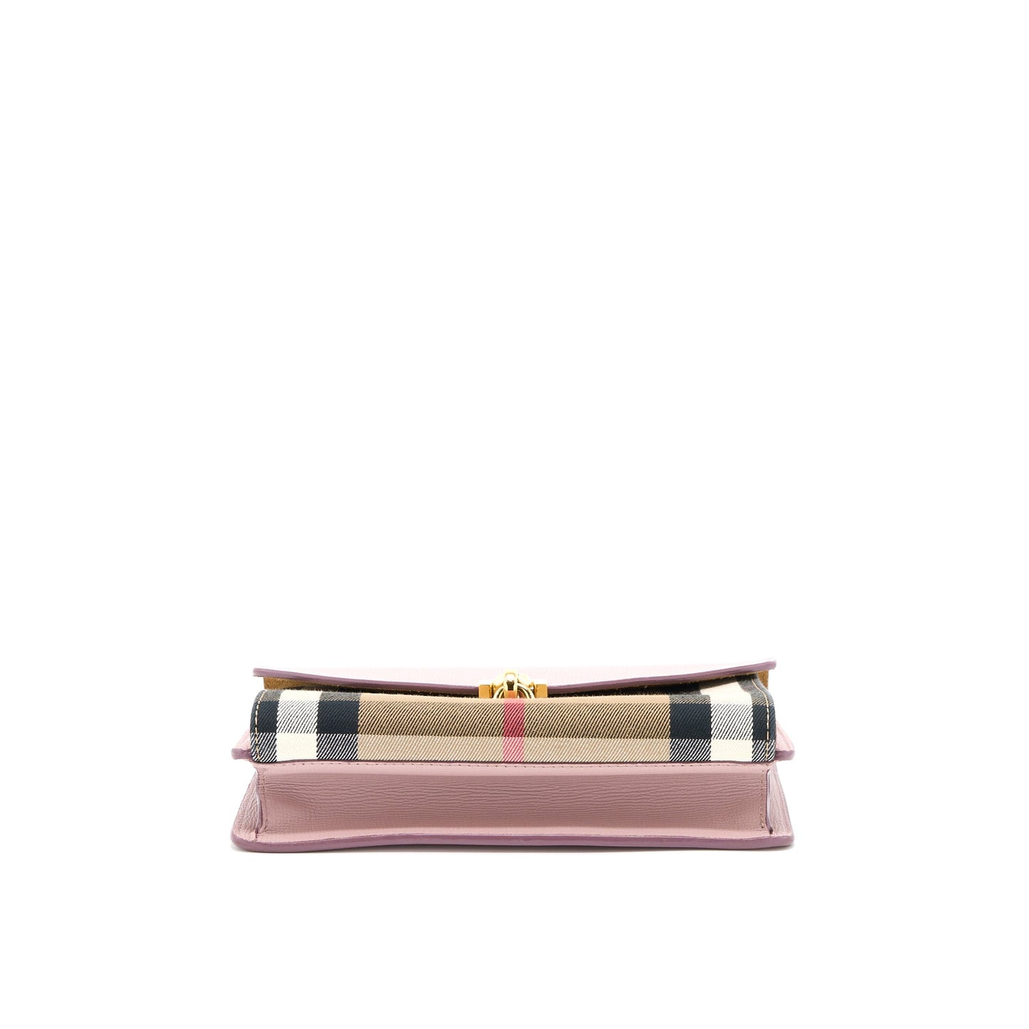 Burberry Small Leather And House Check Crossbody Bag Pale Orchid