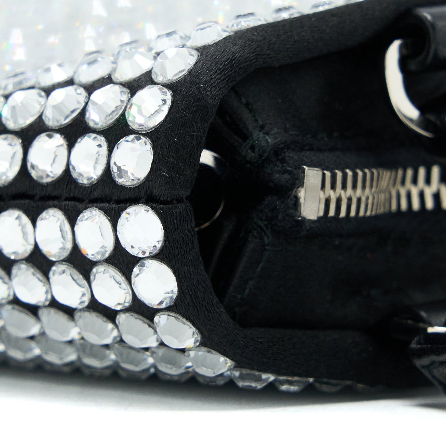 Prada Crystal Satin Handbag With Crystal Black SHW