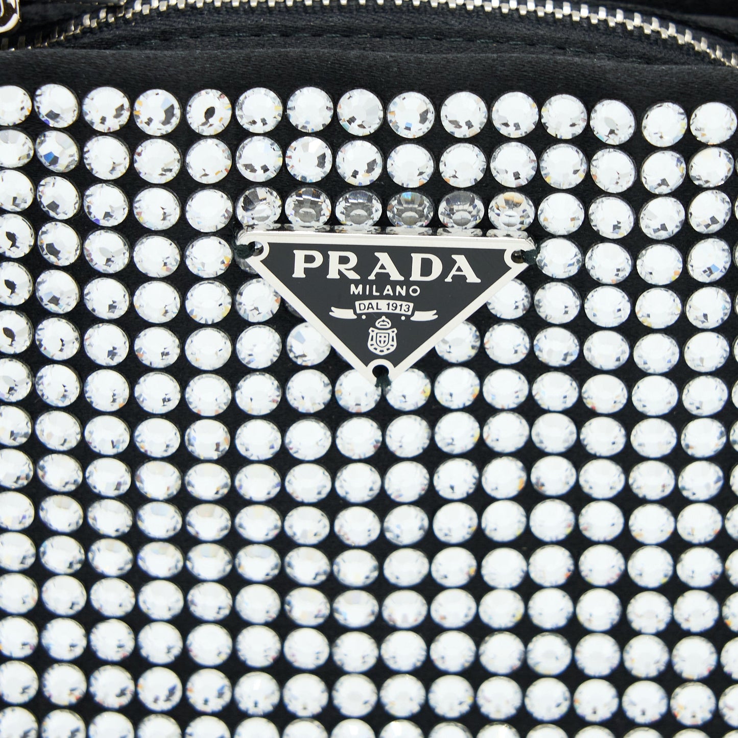 Prada Crystal Satin Handbag With Crystal Black SHW