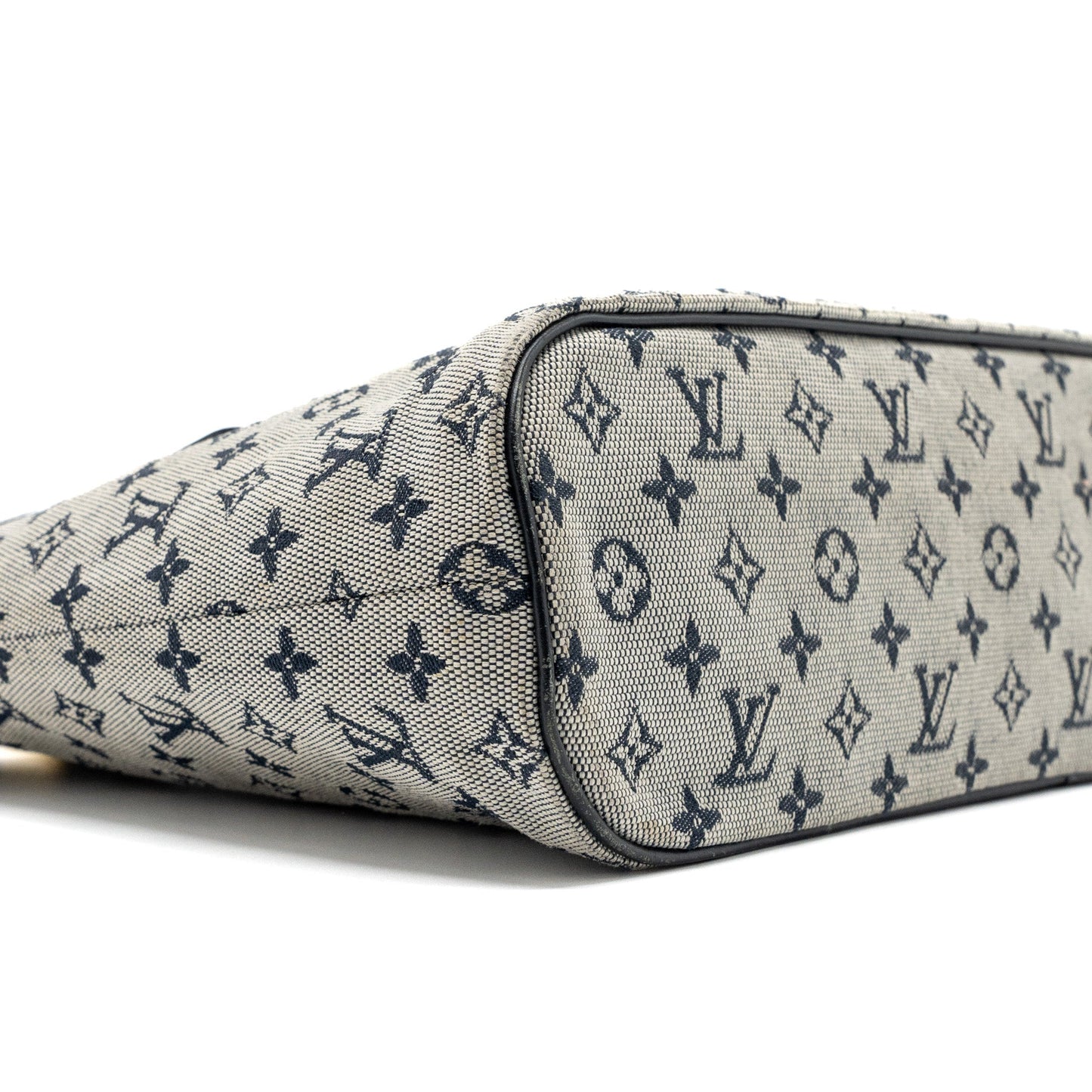 Louis Vuitton vintage zip tote bag fabric blue GHW