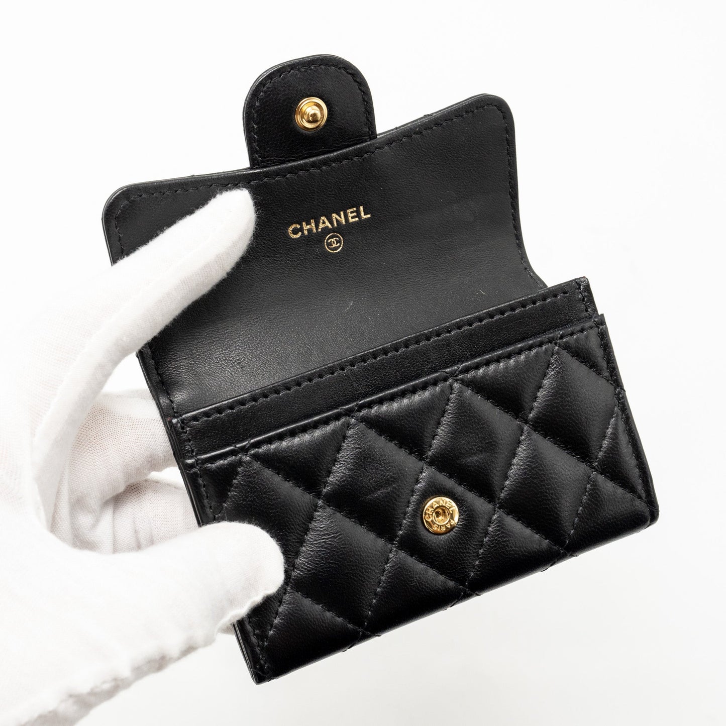 Chanel Classic Flap Card Holder Lambskin Black GHW