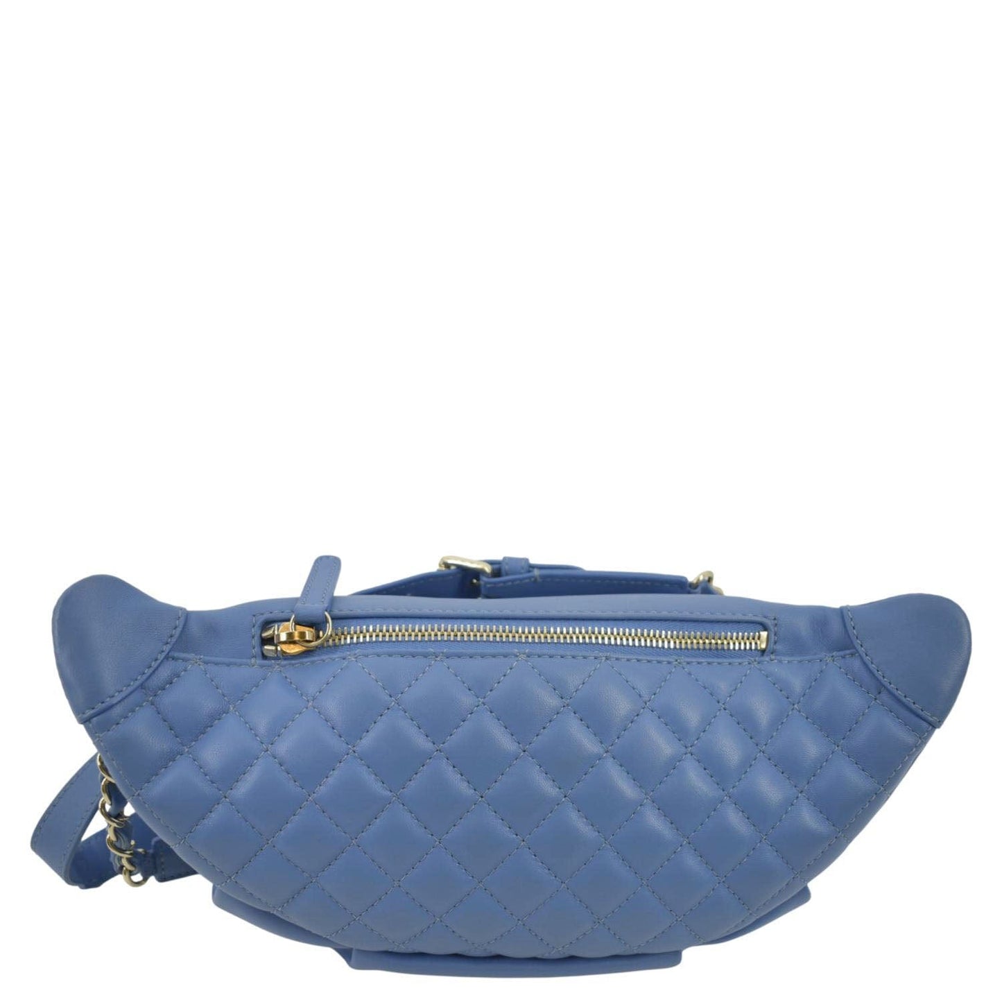 Luxury Chanel Bi Classic Quilted Lambskin Leather Waist Bag Blue