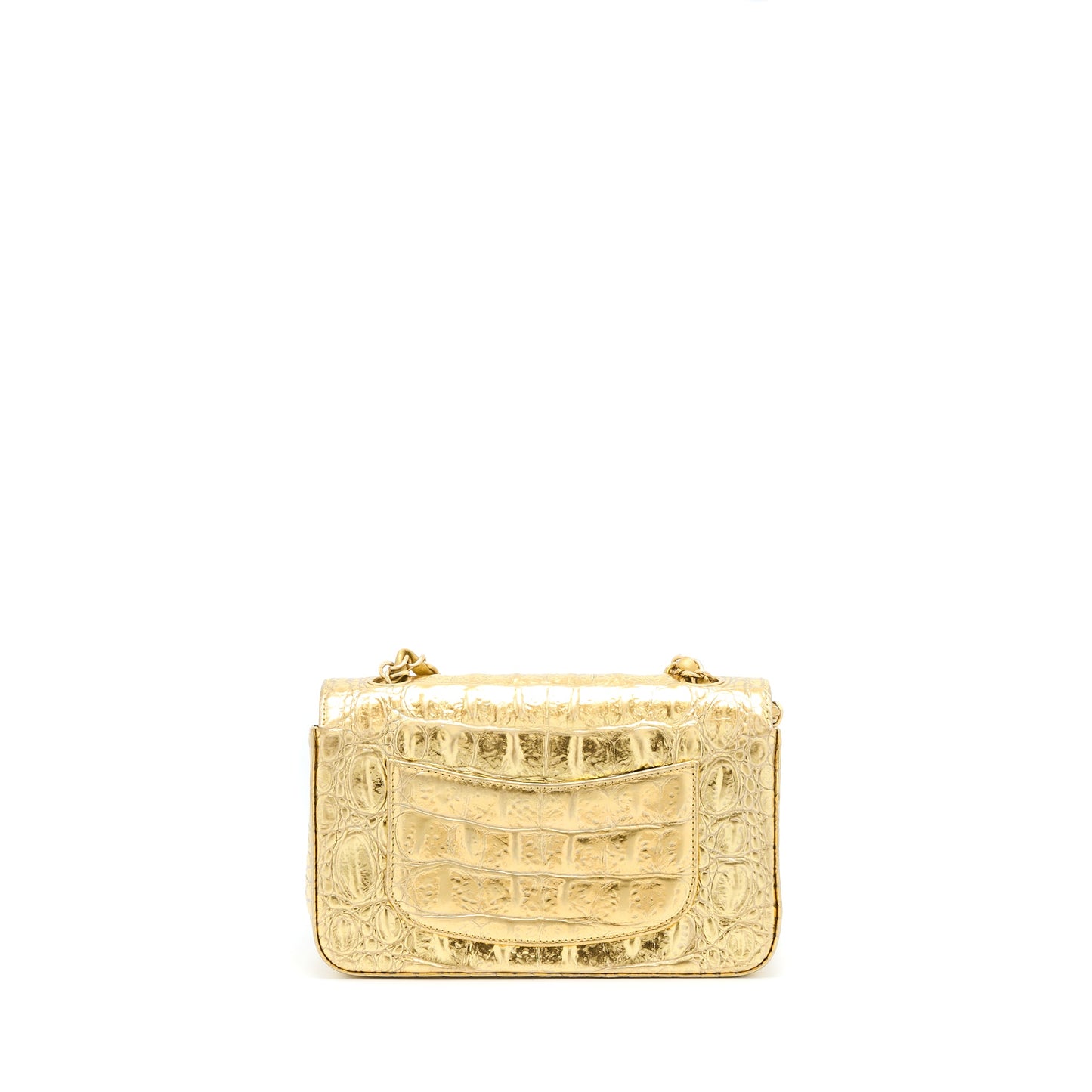 Chanel Mini Rectangular Flap Bag Croc Embossed Calfskin Gold GHW