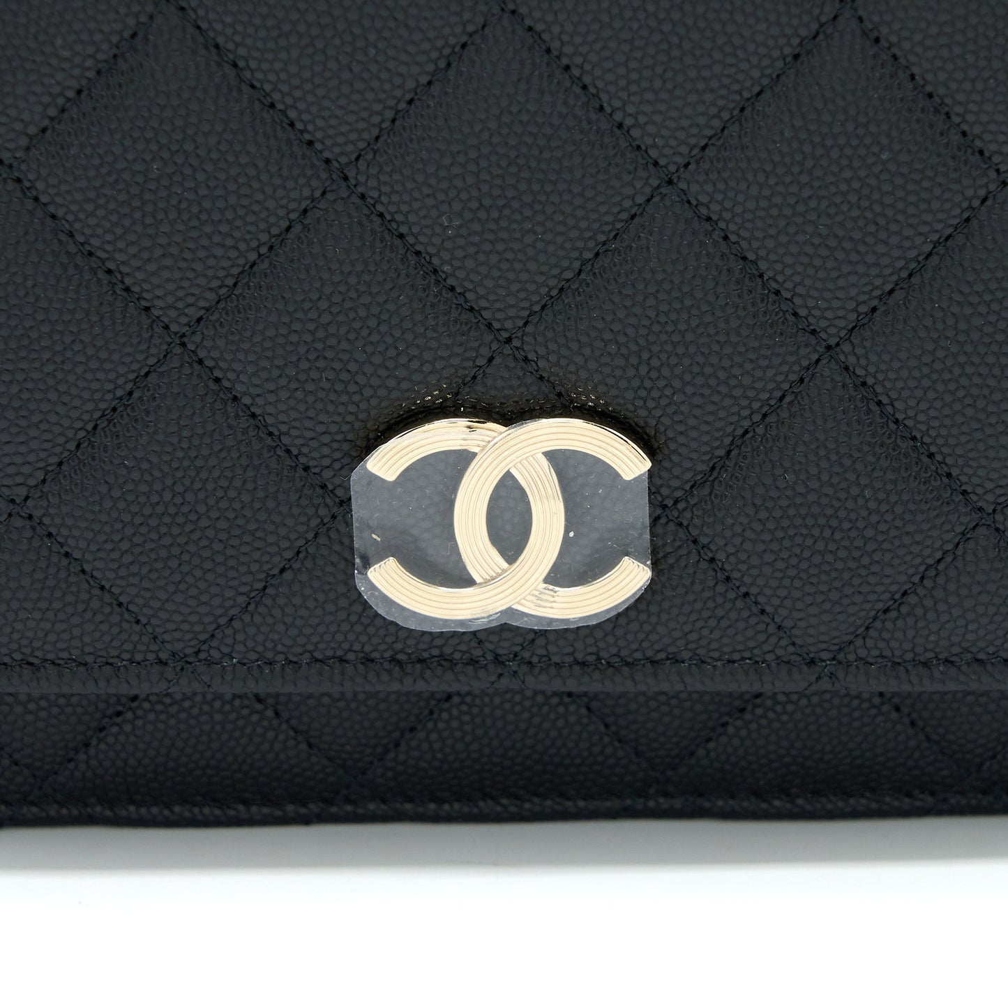 Chanel 23C Giant CC Logo Wallet on Chain Caviar Black LGHW (Microchip)
