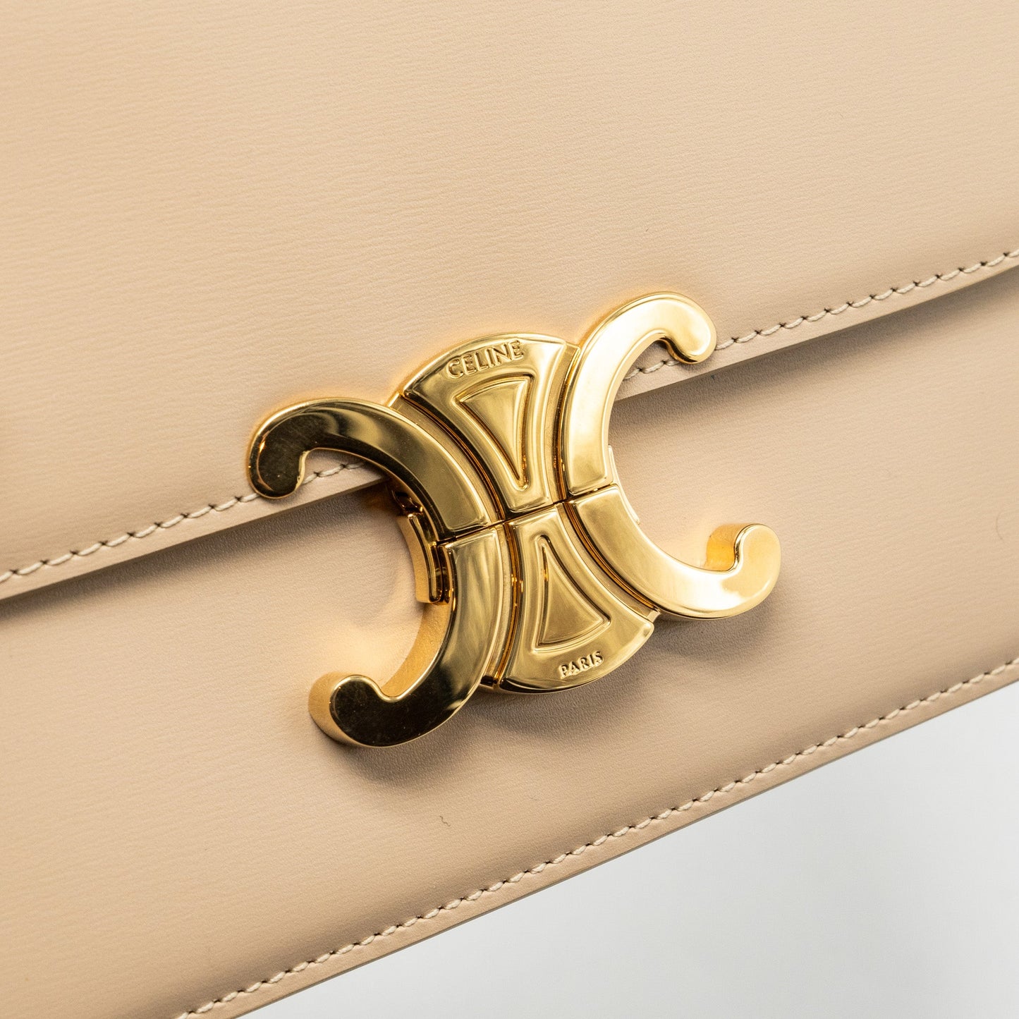 Celine Teen Triomphe Bag Calfskin Light Beige GHW