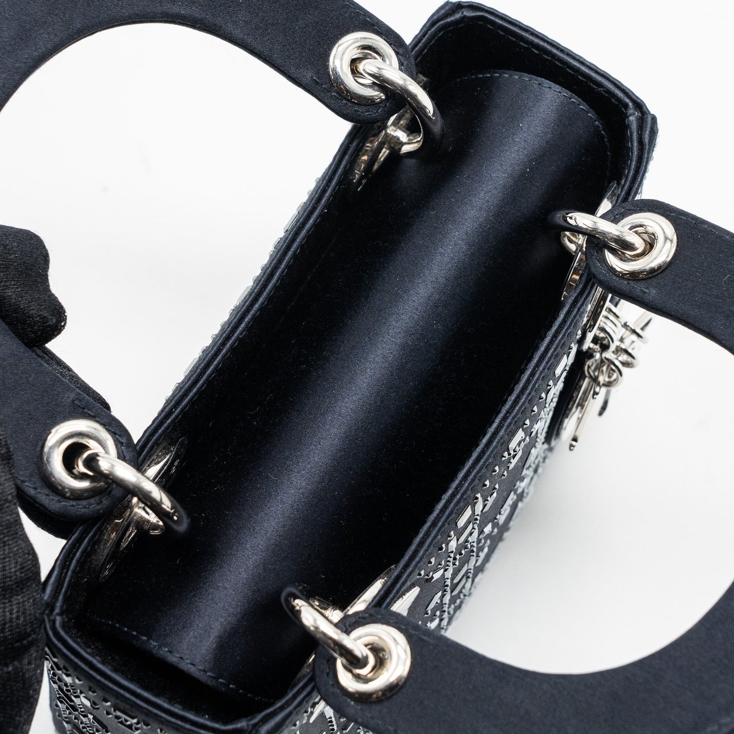 Dior Mini Lady Dior Satin Crystal Dark Blue SHW