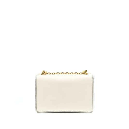Dior Ja'Dior Flap Bag/ Clutch with Chain White GHW