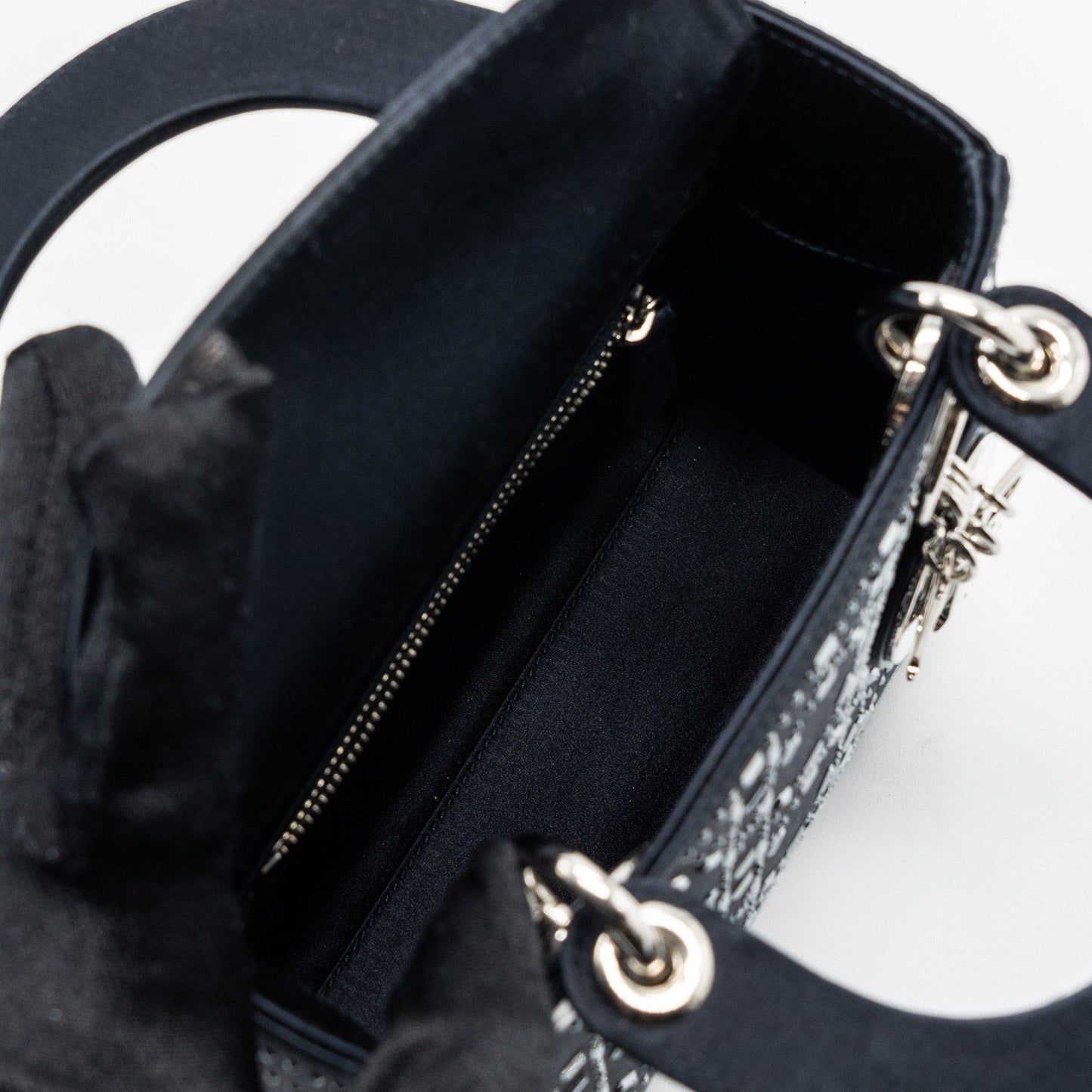 Dior Mini Lady Dior Satin Crystal Dark Blue SHW