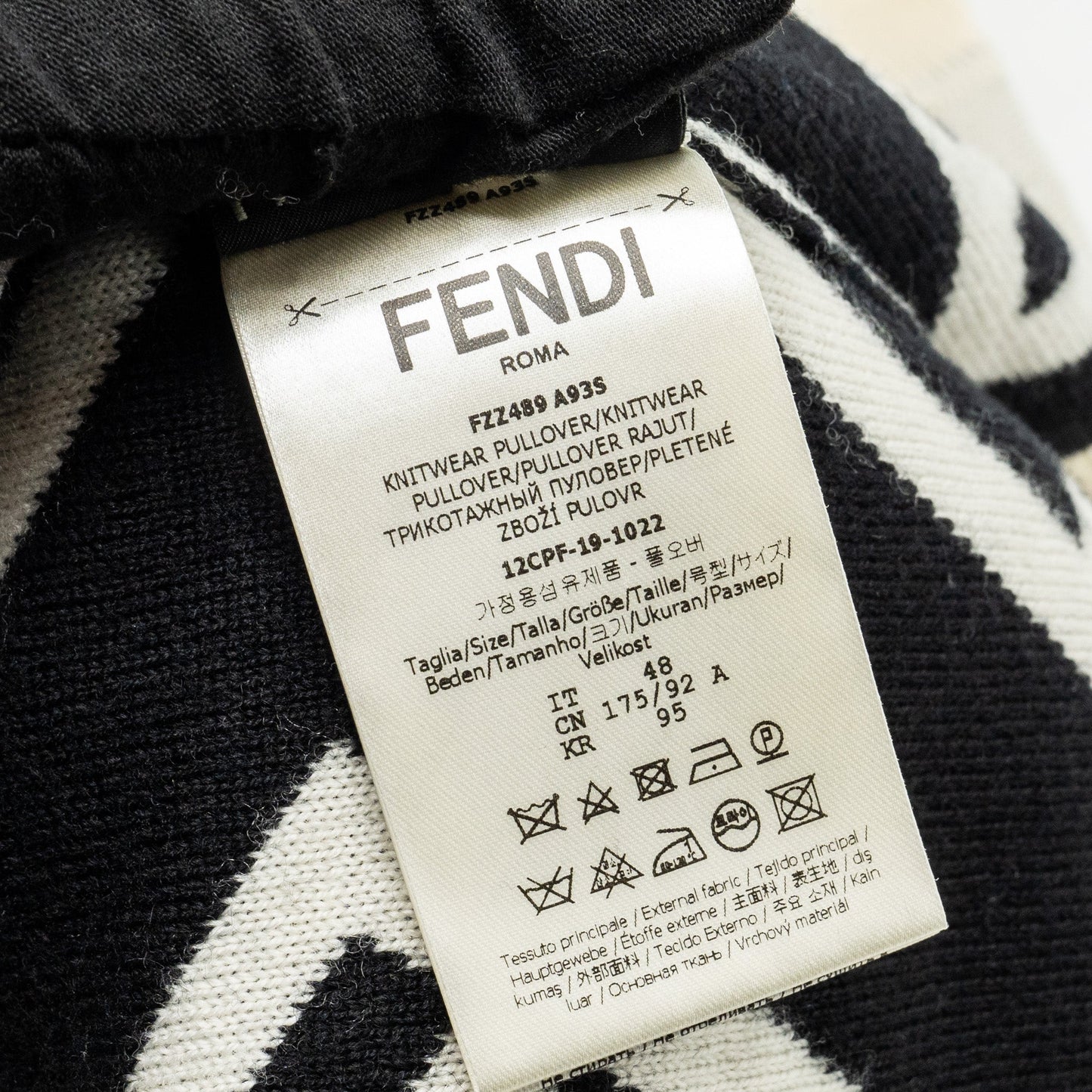 Fendi Size 48 Geometric FF Sweater Wool White/Black