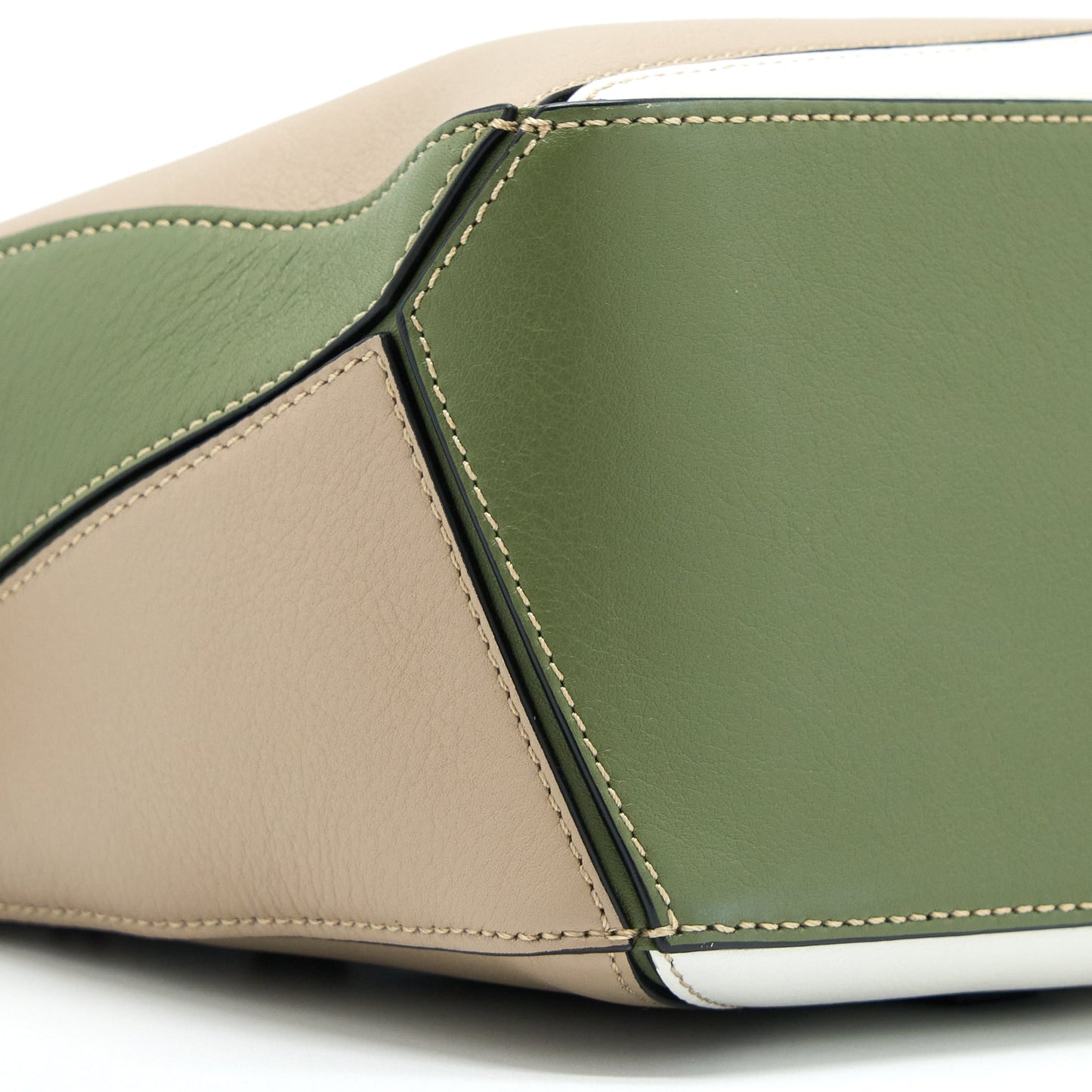 Loewe Small Puzzle Colorblock Beige/White/Green SHW