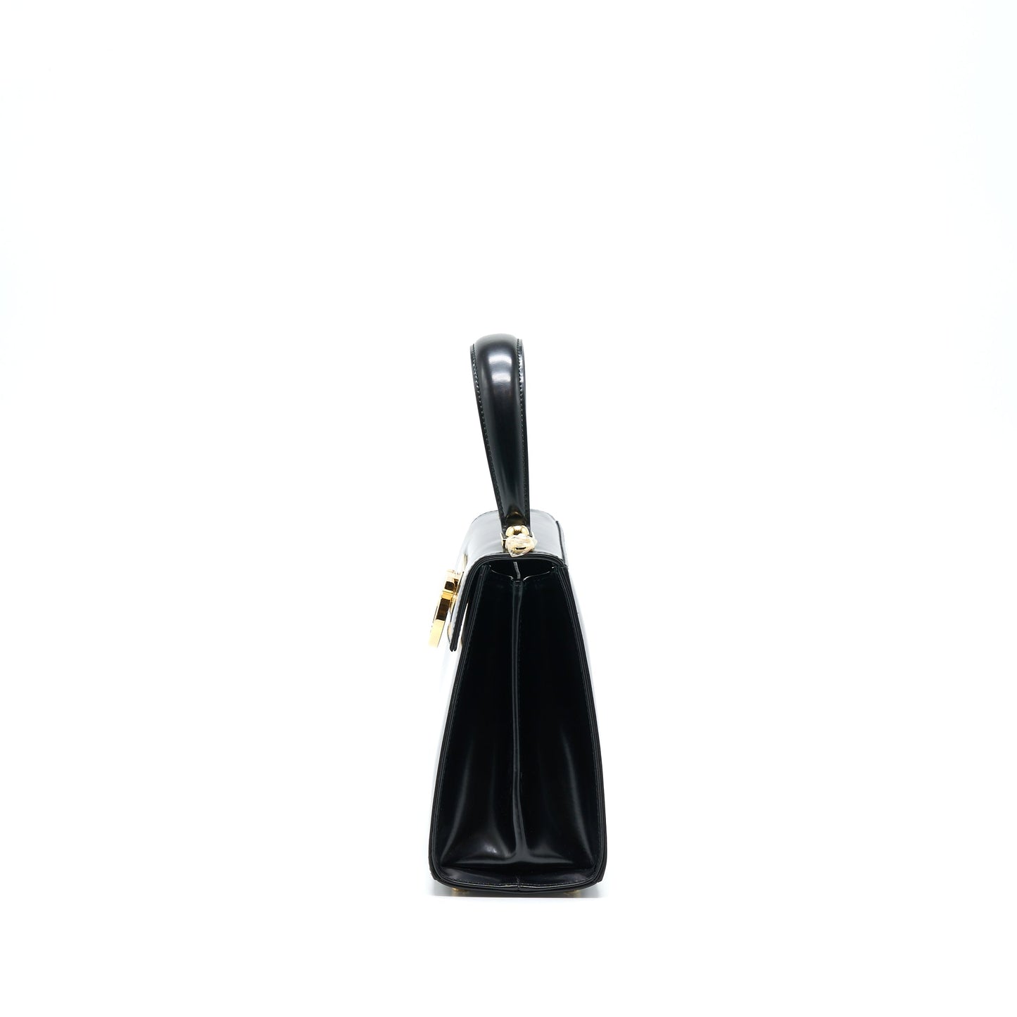 Salvatore Ferragamo Gancini Top Handle Bag Calfskin Black GHW