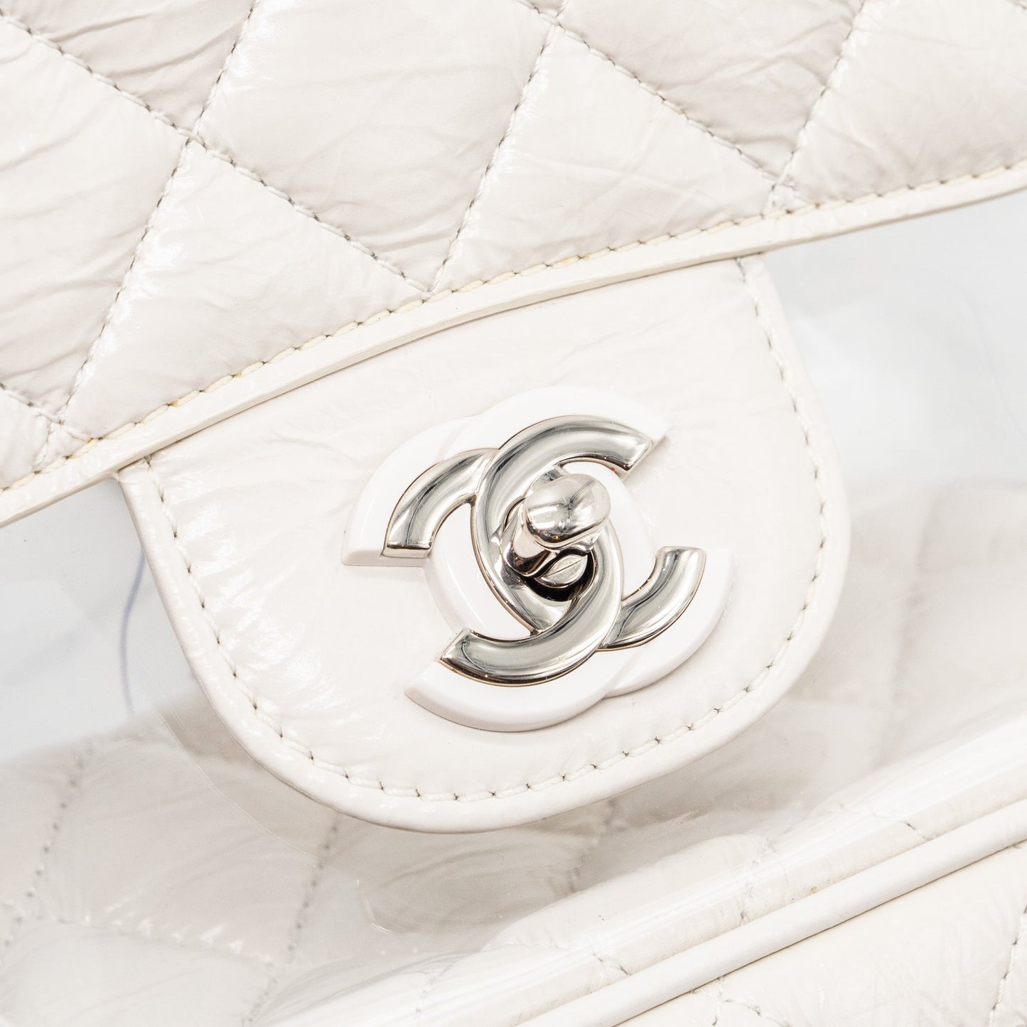 CHANEL TRANSPARENT BACKPACK PVC/SHINY CALFSKIN WHITE SHW