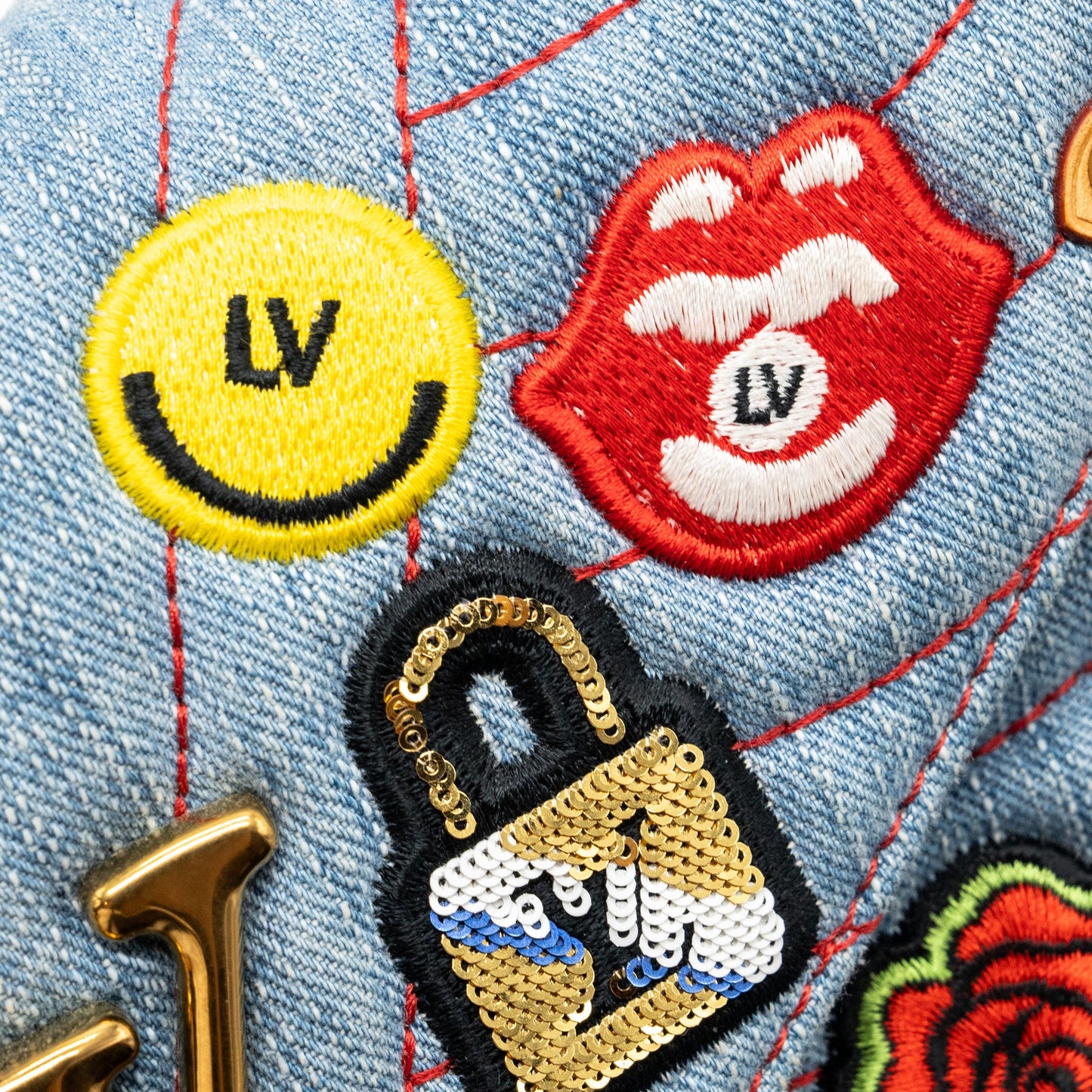 Louis Vuitton new wave flap chain bag limited edition denim blue/ multicolor GHW