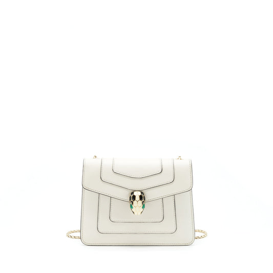 Bvalgari Serpenti Forever Crossbody Bag Calfskin White LGHW