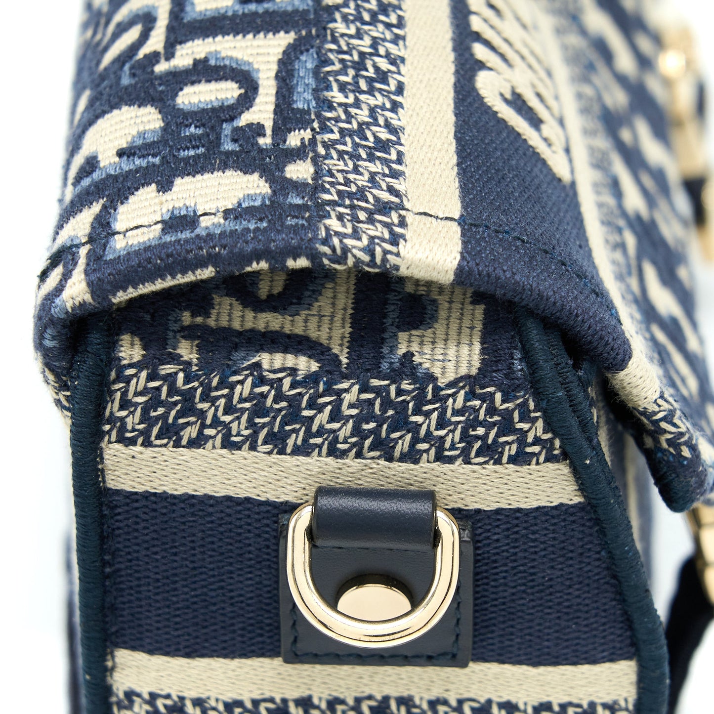 Dior Small Diorcamp Bag Blue Oblique Embroidery LGHW
