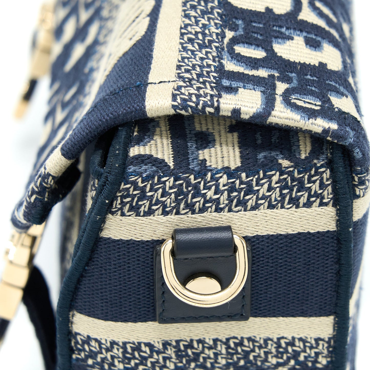 Dior Small Diorcamp Bag Blue Oblique Embroidery LGHW