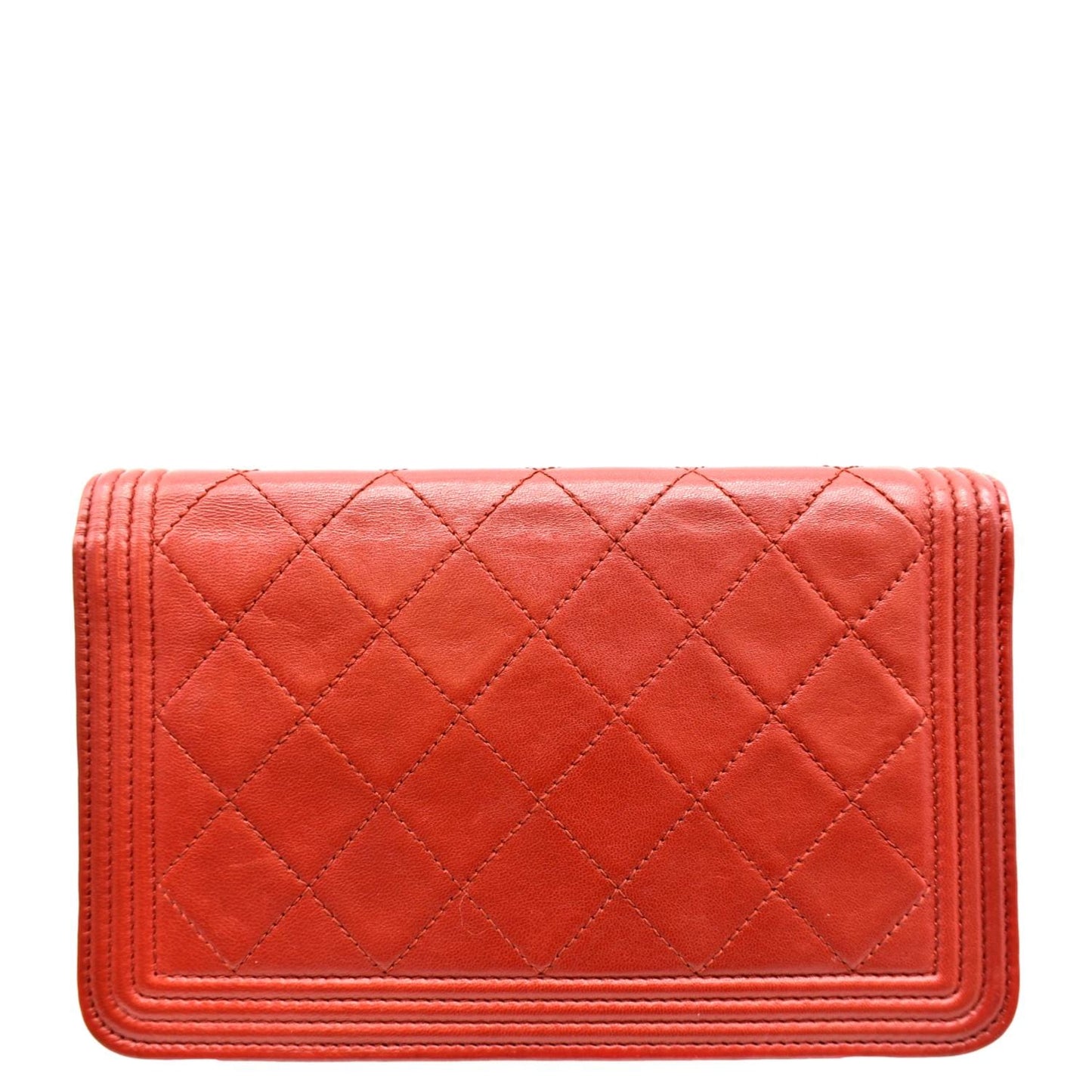 Luxury Chanel WOC Quilted Calfskin Leather Crossbody Wallet Red