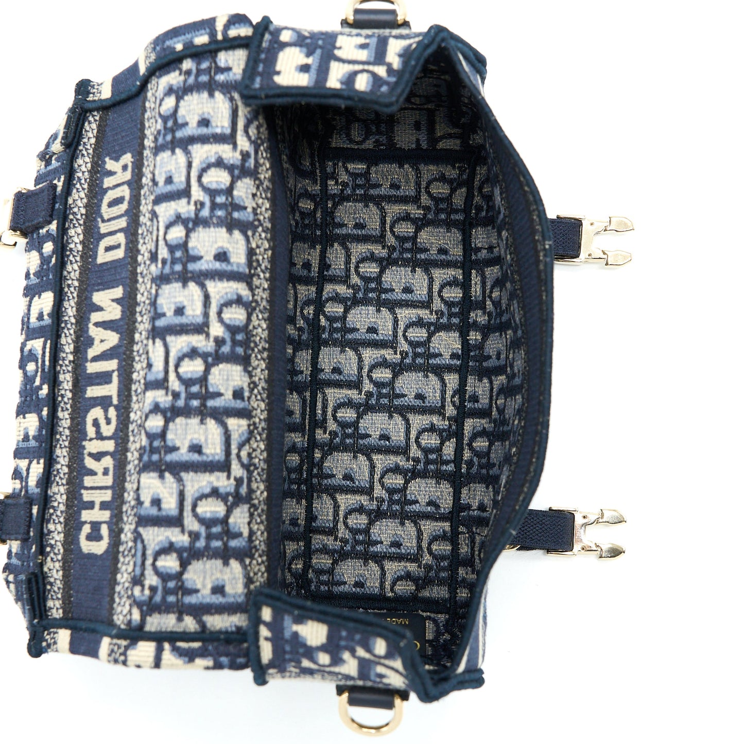 Dior Small Diorcamp Bag Blue Oblique Embroidery LGHW