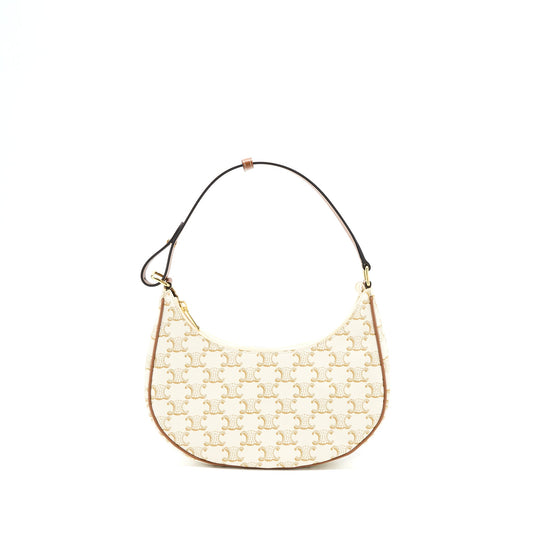 Celine Ava Bag in Triomphe Canvas/Calfskin White GHW