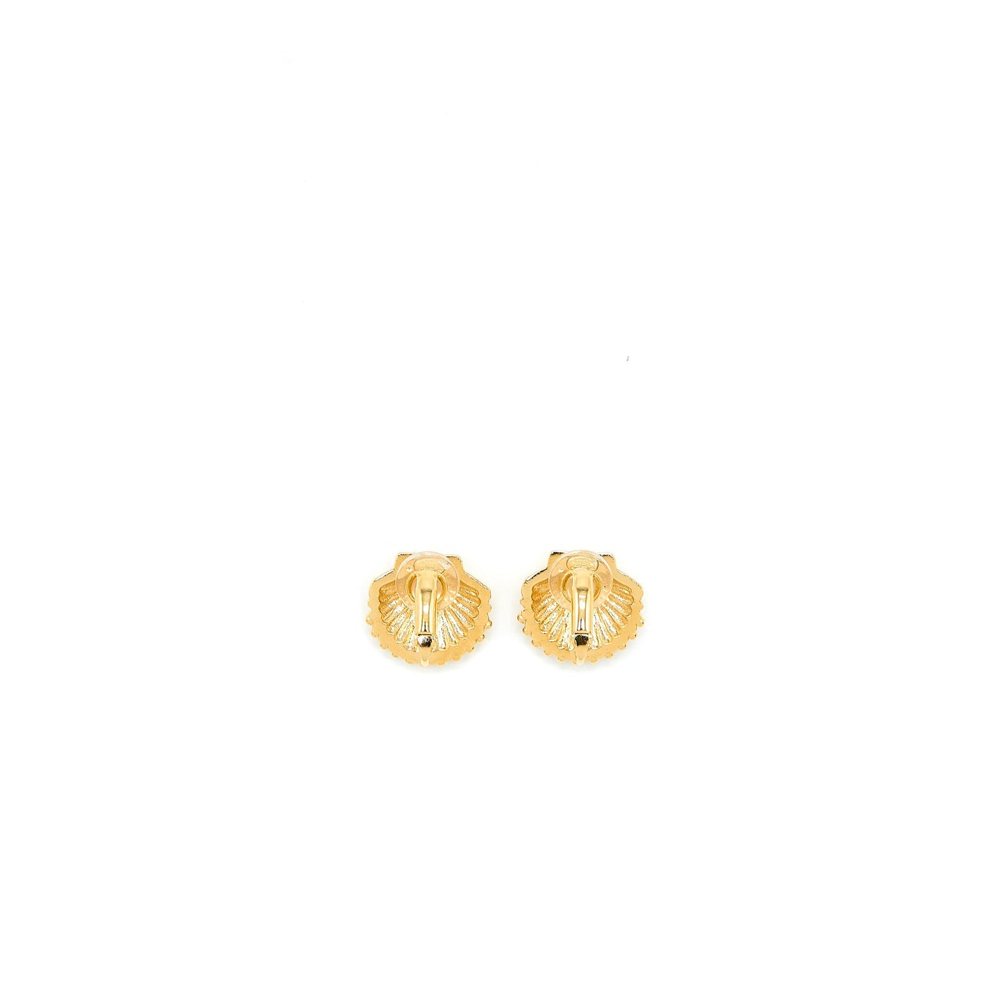 Chanel CC Logo/Shell Earclips Multicolour Crystal Gold Tone