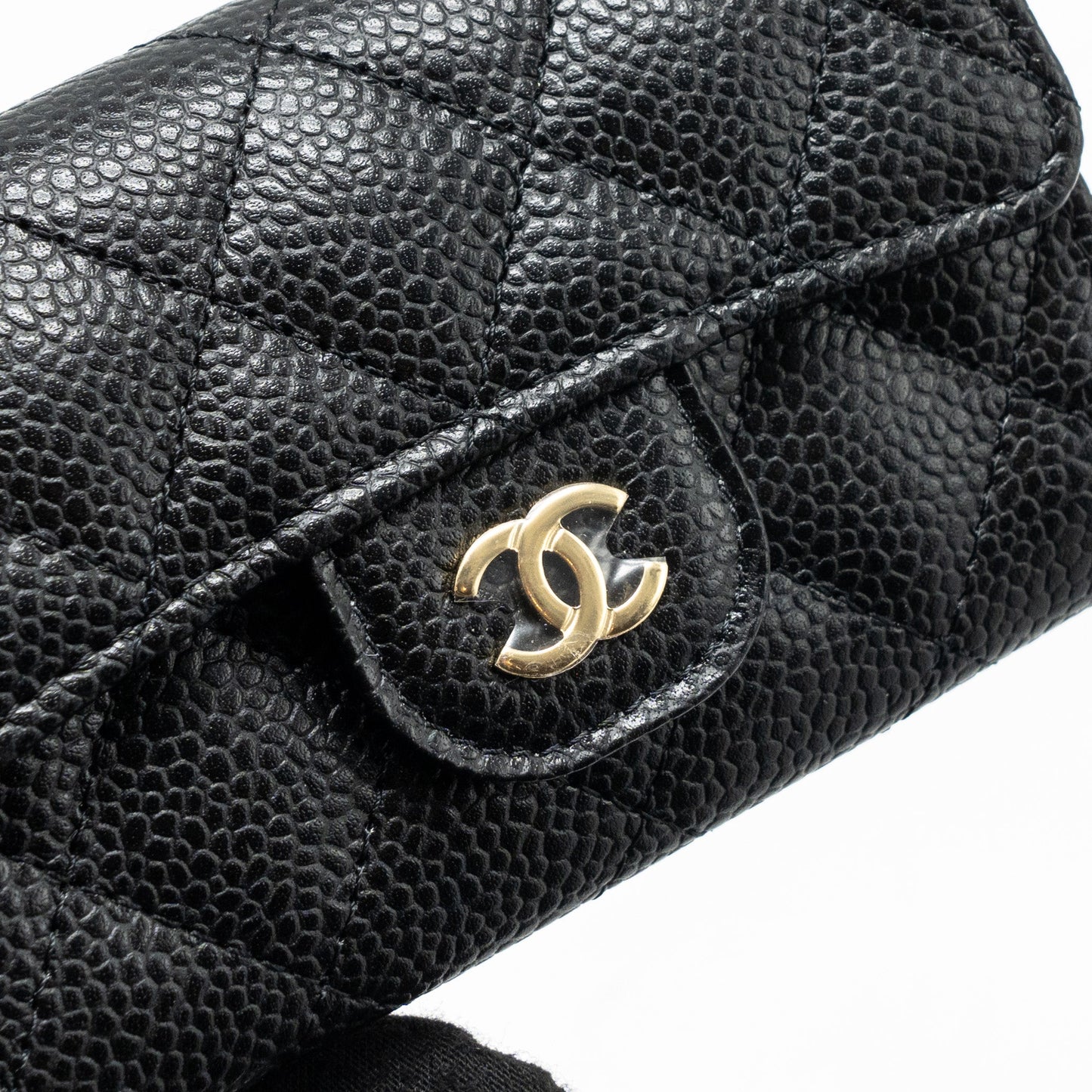 Chanel classic flap card holder caviar black GHW (Microchip)
