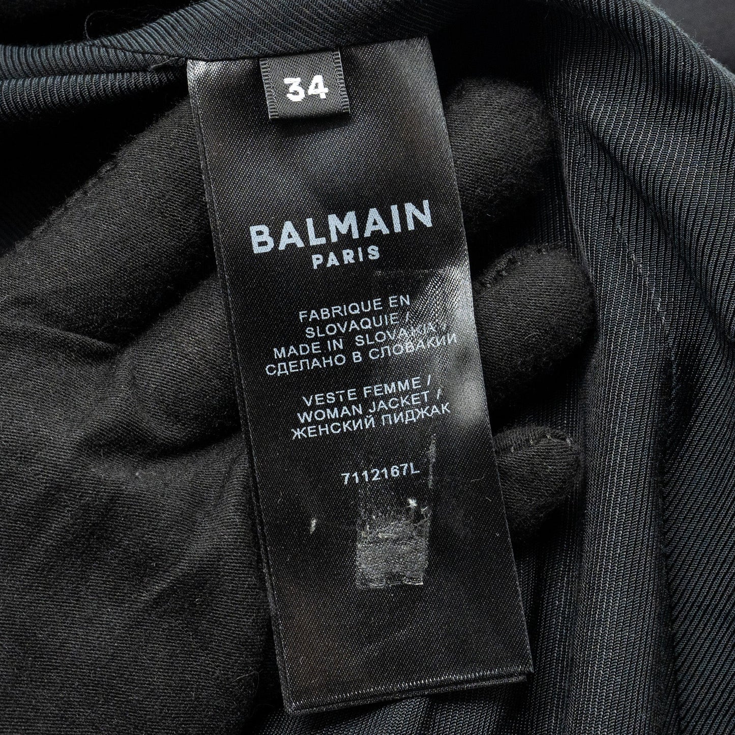 Balmain size 34 classic wool jacket black with gold button