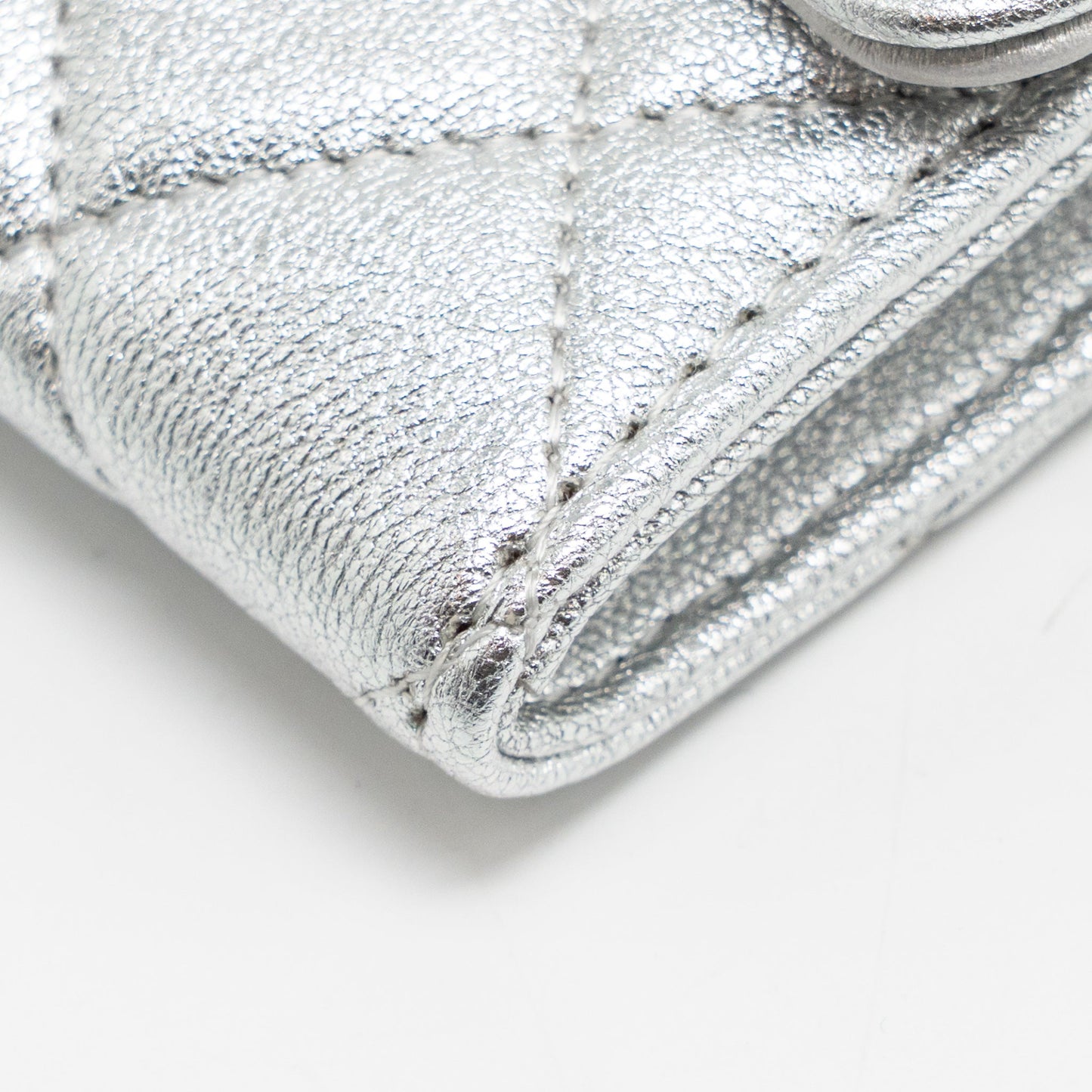 Chanel mini flap belt bag lambskin silver SHW