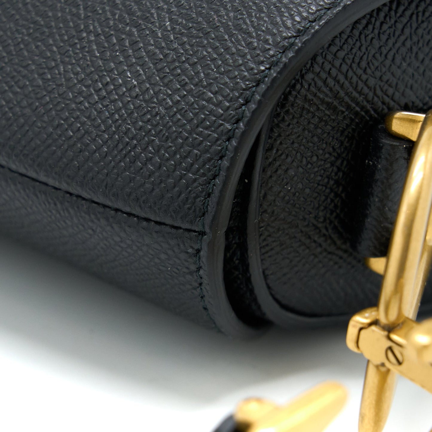 Dior Medium Saddle Bag With Strap Grained Calfskin Black GHW