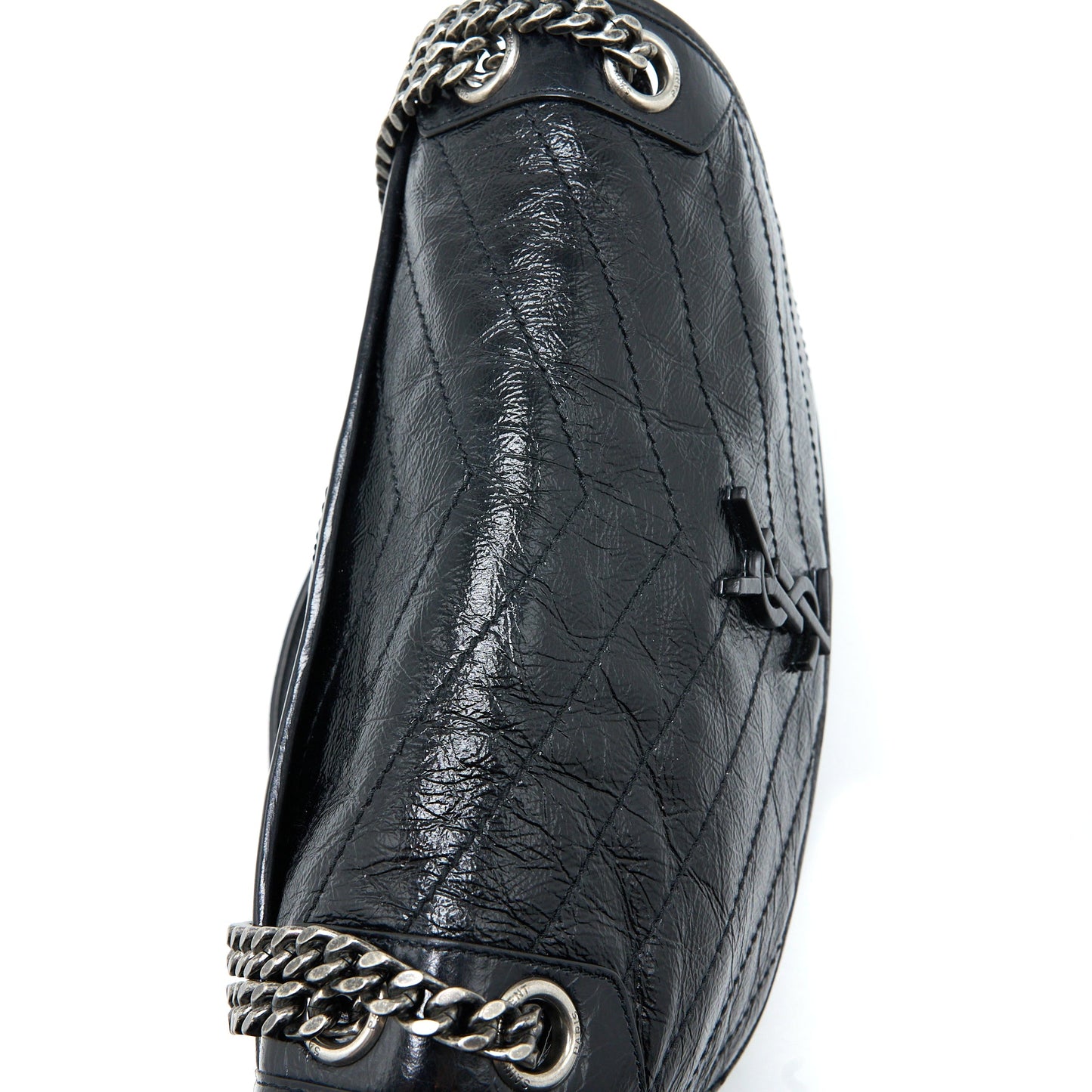 Saint Laurent Medium Niki Chain Bag Aged Calfskin Black Ruthenium Hardware
