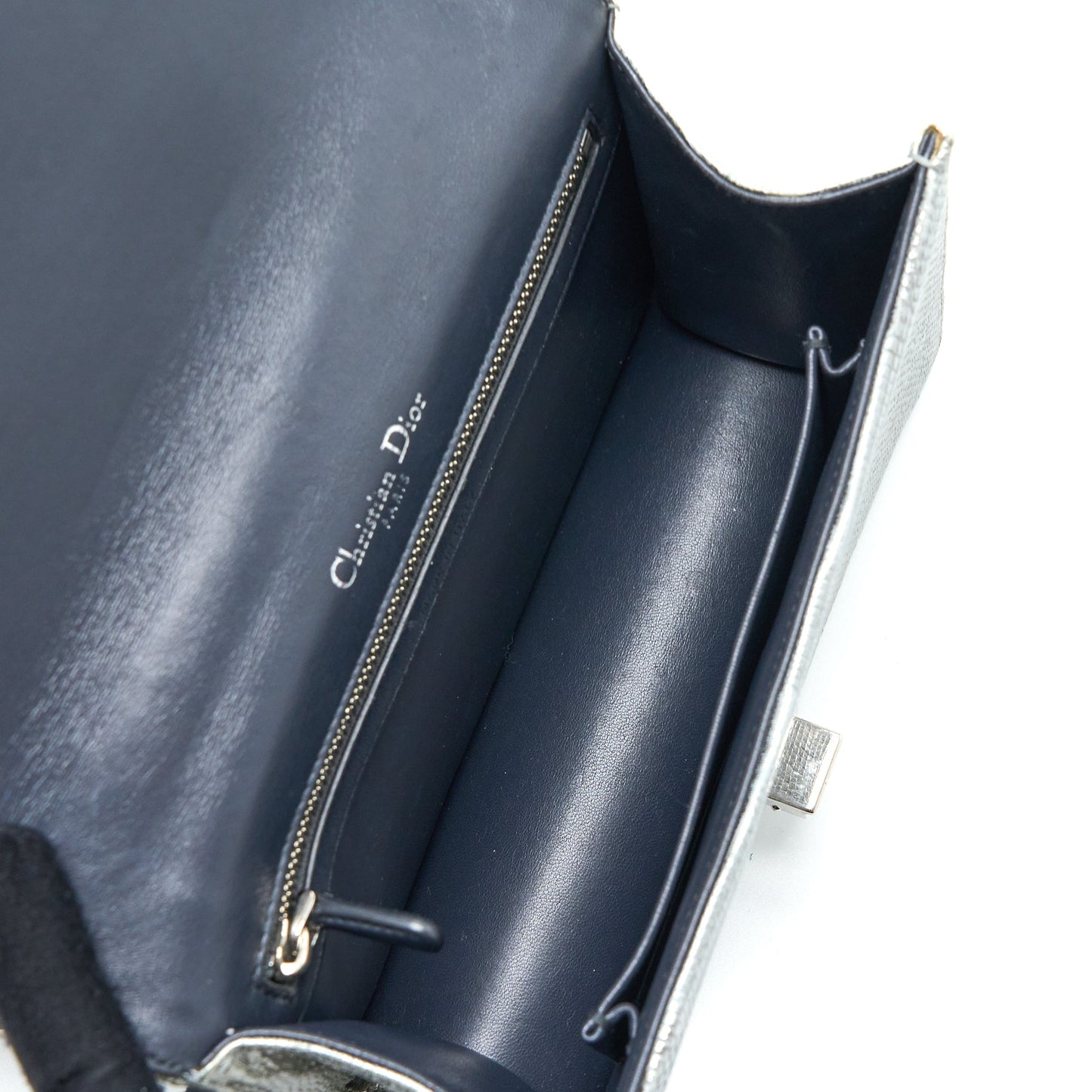 Dior Small Diorama Lizard Metallic Silver SHW