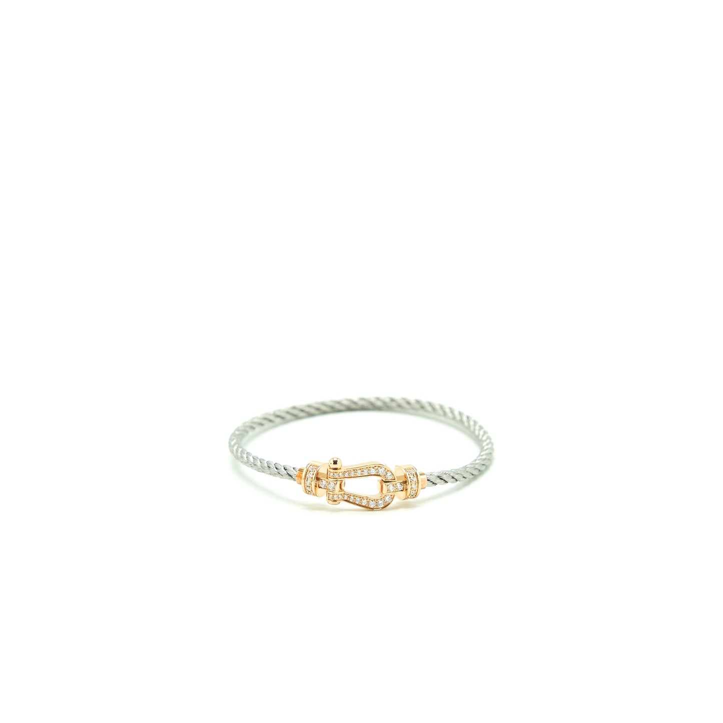 Fred Force 10 Bracelet 18K Pink Gold With Diamonds With Light Grey And Dark Pink Cable