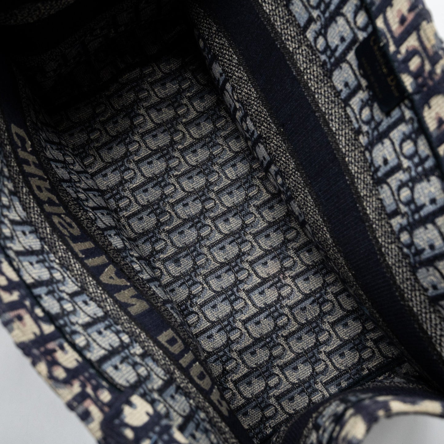 Dior medium book tote blue oblique emboidery
