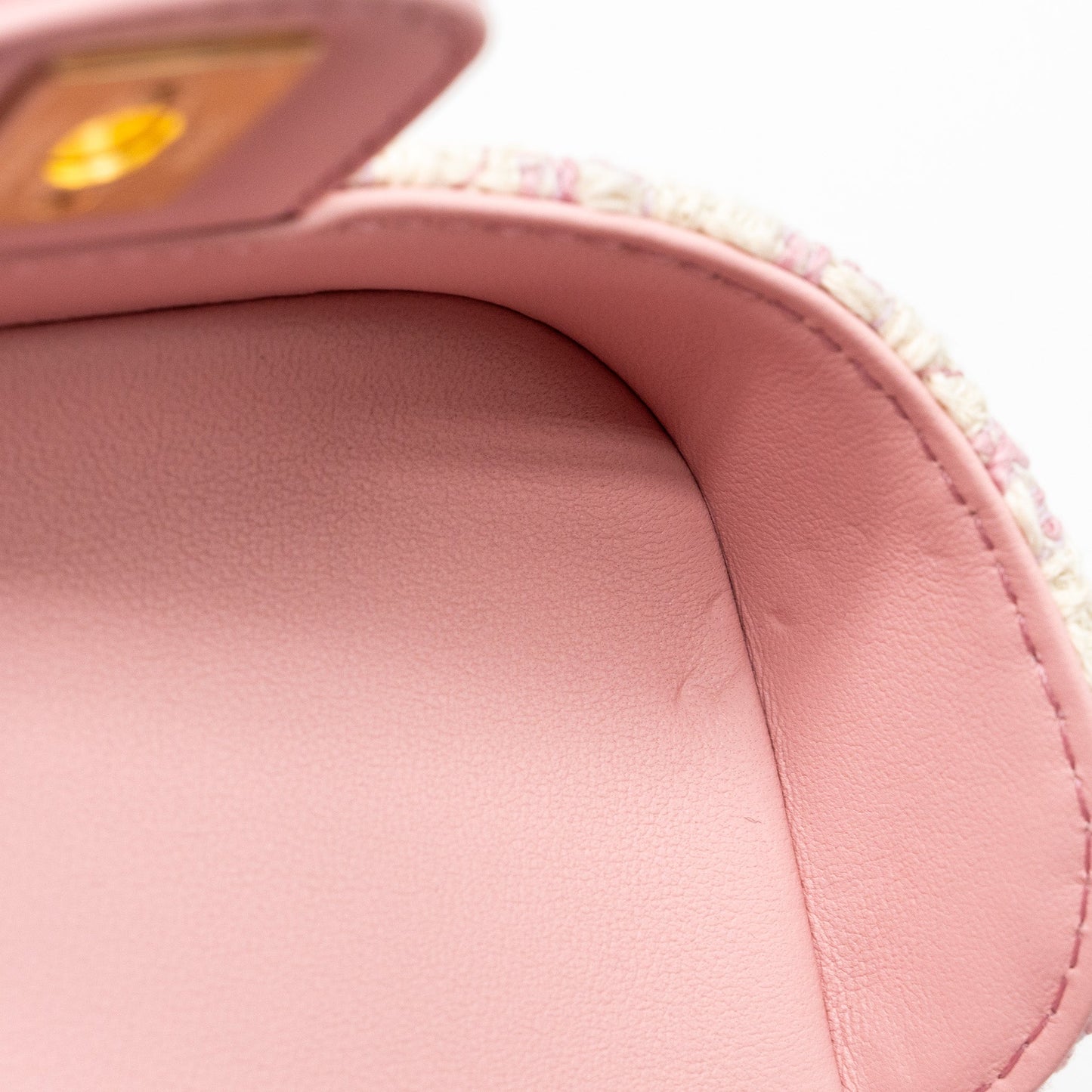 Chanel 23s Top Handle Small Vanity Case With Chain Tweed/lambskin Pink Brushed GHW(Microchip)