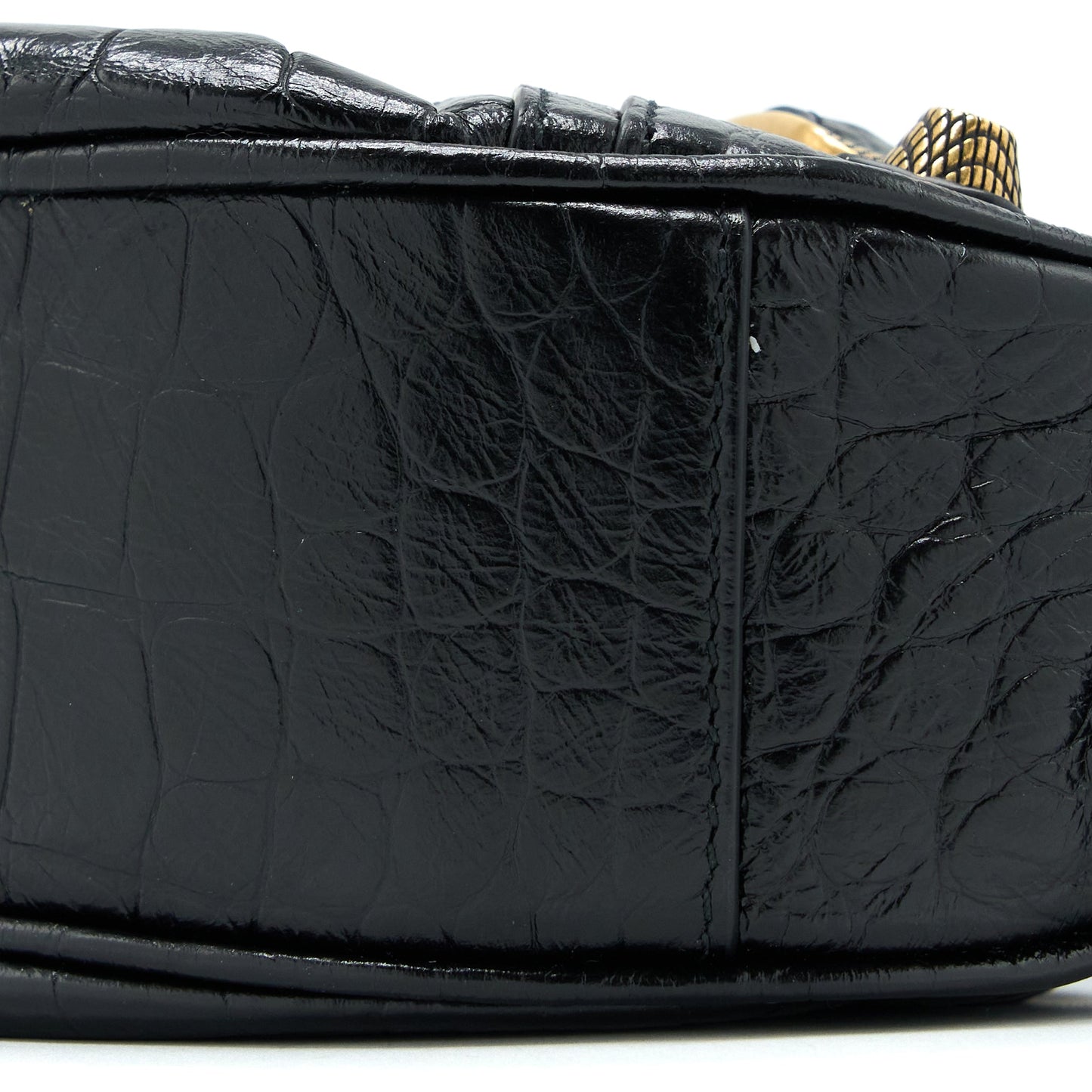Balenciaga Le Cagole XS Shoulder Bag Croc-Embossed Calfskin Black Aged-Gold Hardware
