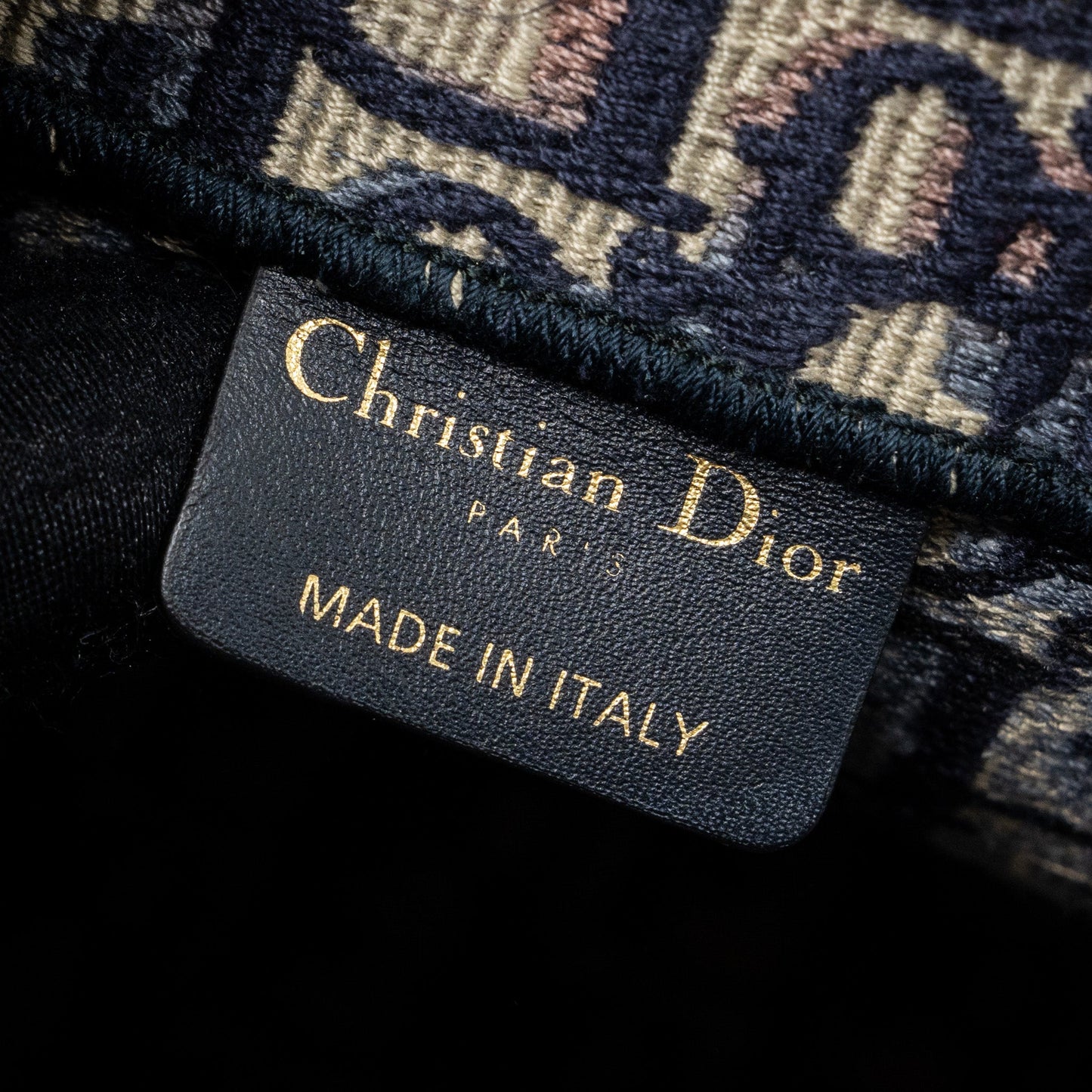 Dior medium book tote blue oblique emboidery