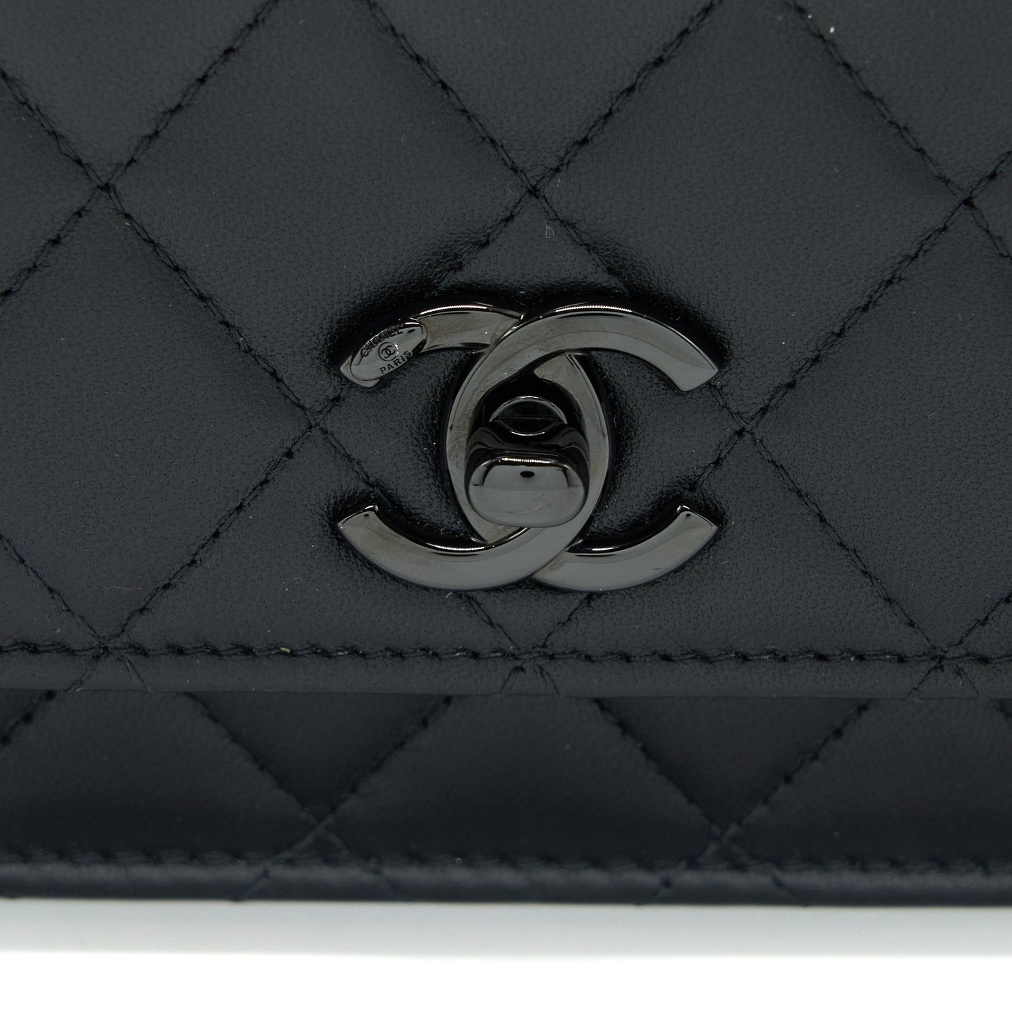 Chanel Trendy CC Wallet on Chain Lambskin So Black with Black Hardware (Microchip)
