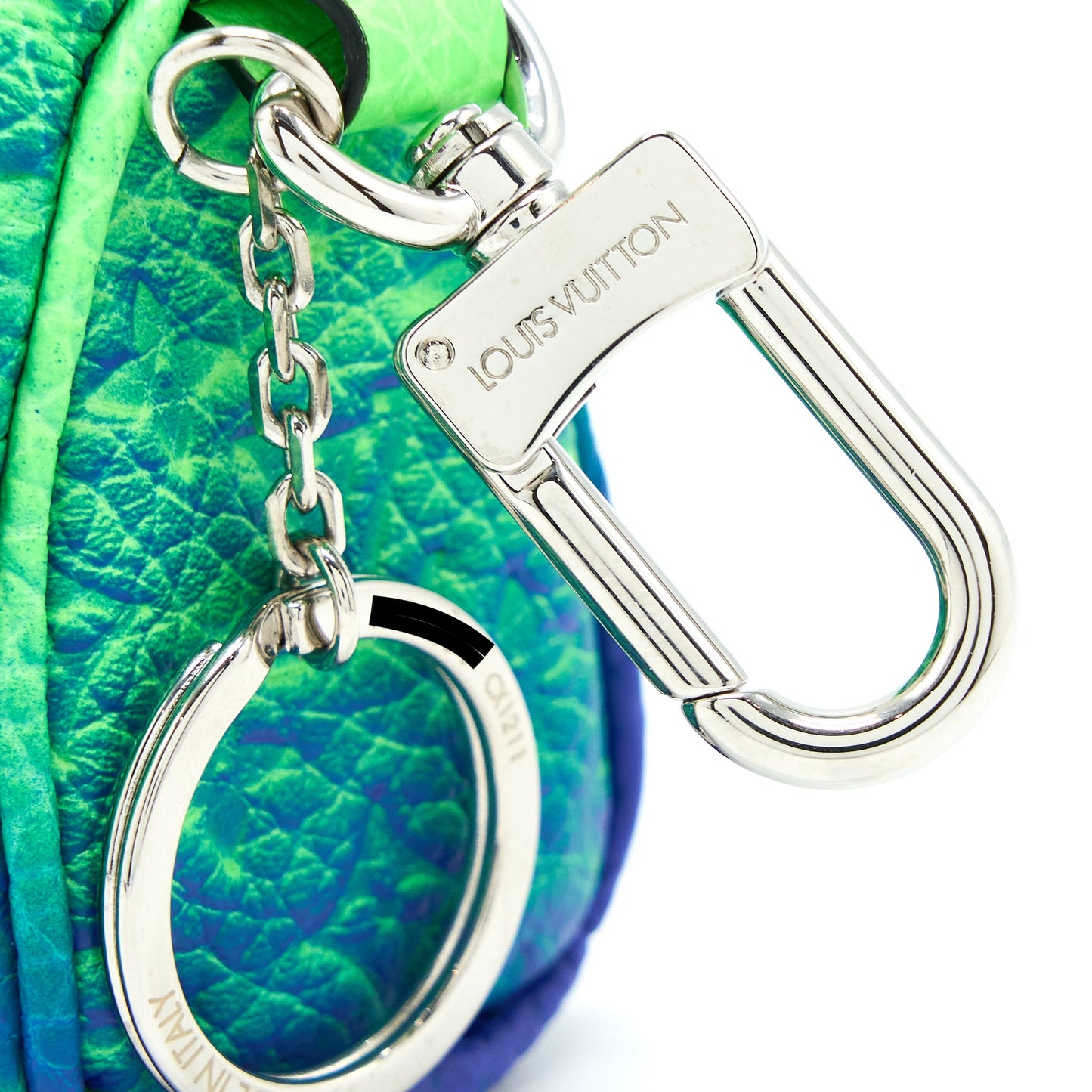 Louis Vuitton Mini Keepall Earphones Pouch Taurillon Illusion Green/Blue SHW