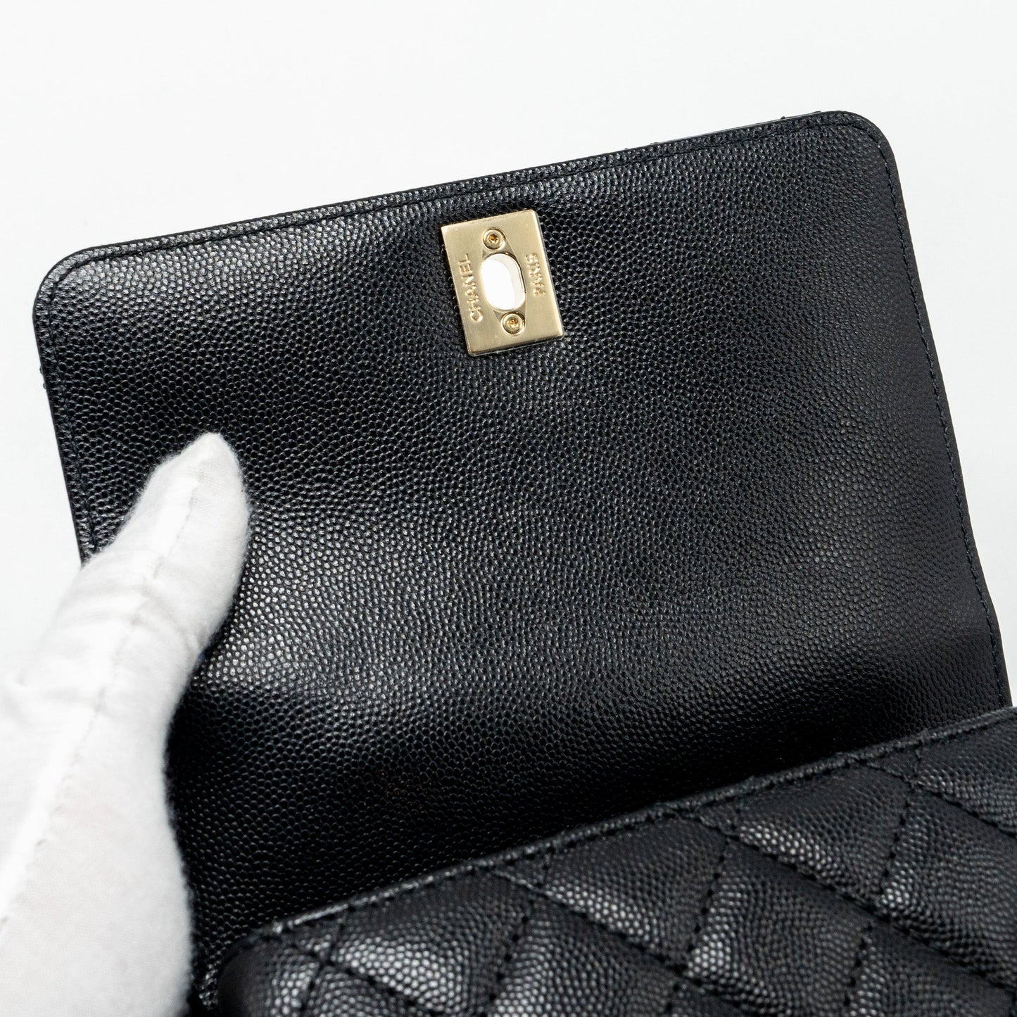 Chanel Mini Coco Handle with Lizard Embossed Handle Caviar Black LGHW (microchip)