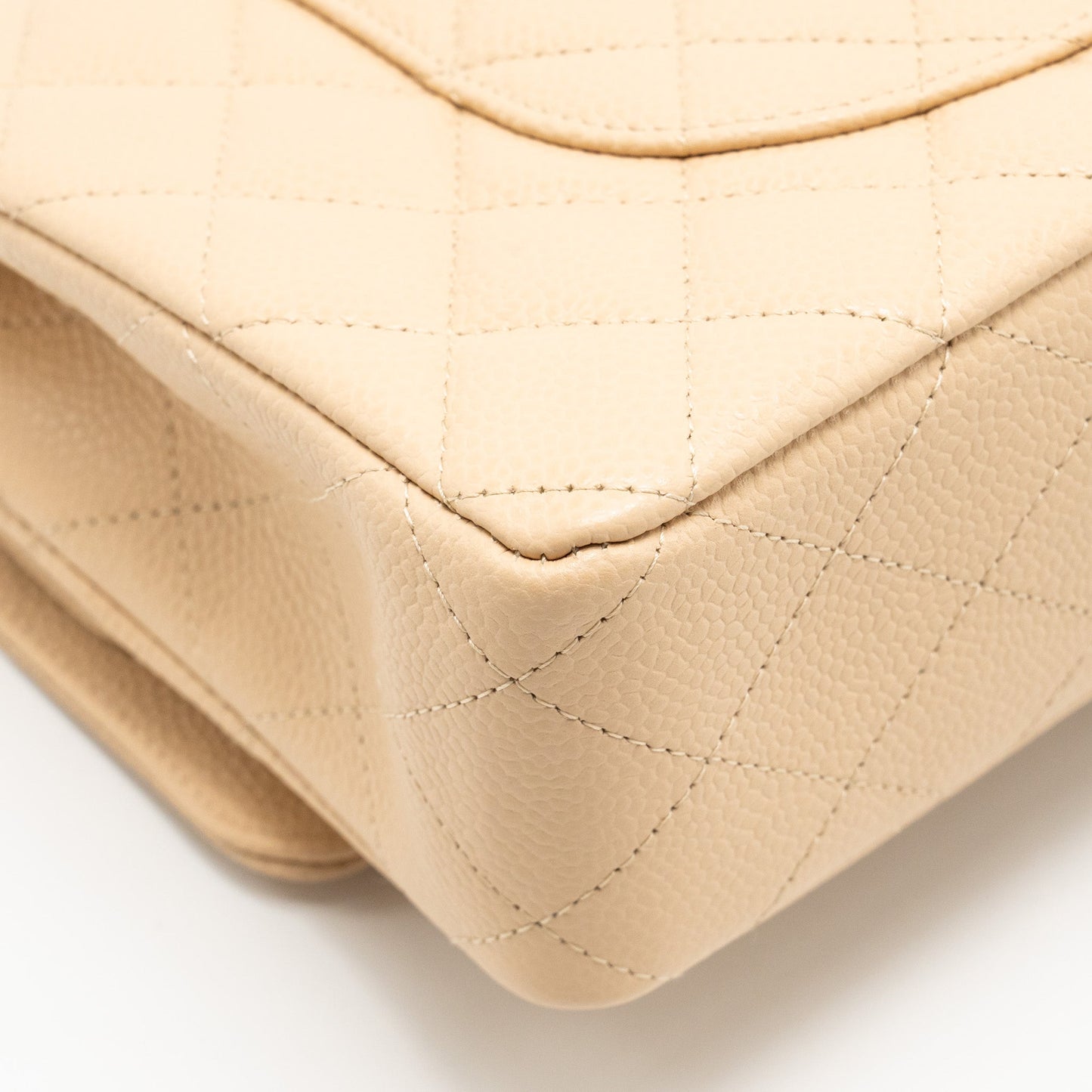 Chanel Medium Classic Double flap Caviar Beige GHW