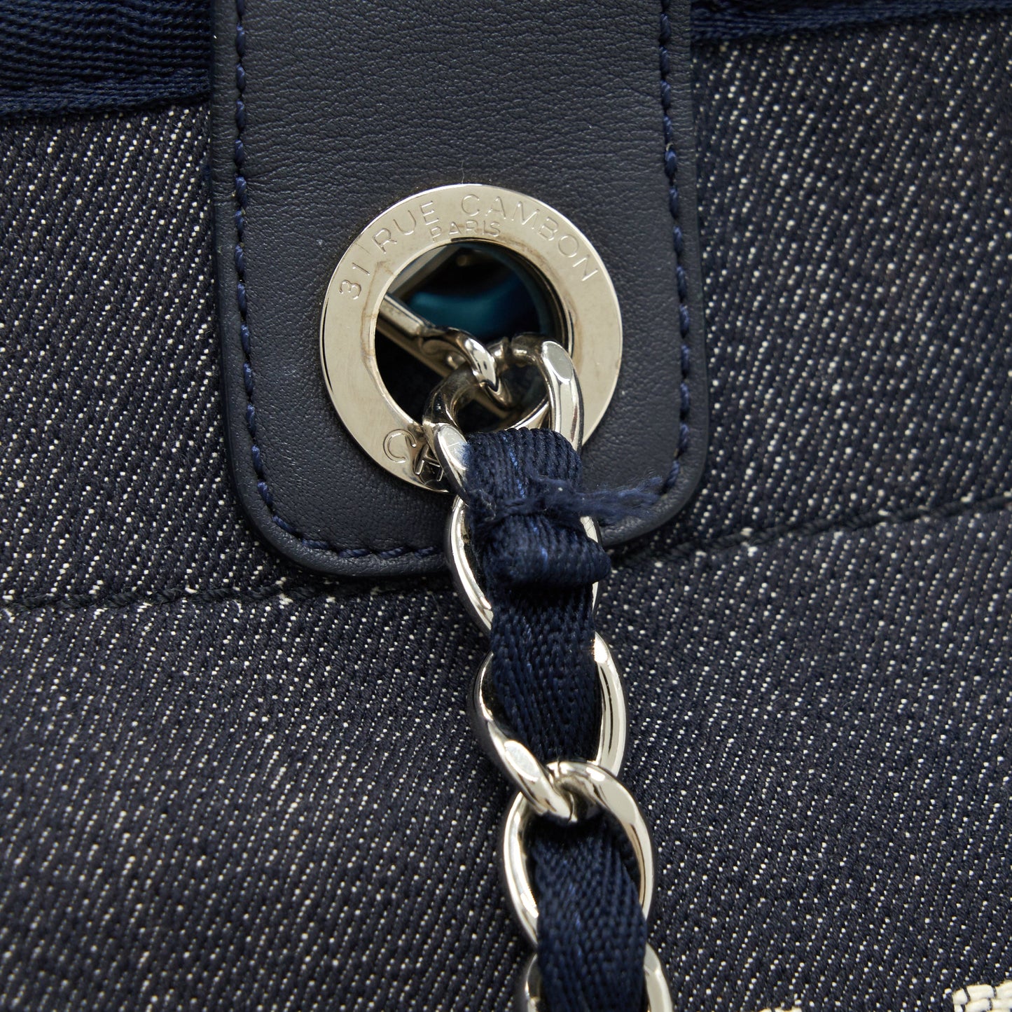 Chanel Large deauville Tote bag Denim Navy SHW