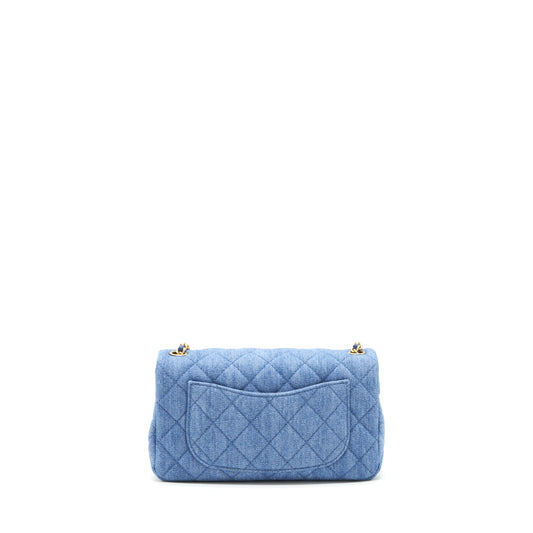 Chanel 21K Pearl Crush Mini Rectangular Flap Bag Denim GHW (Microchip)