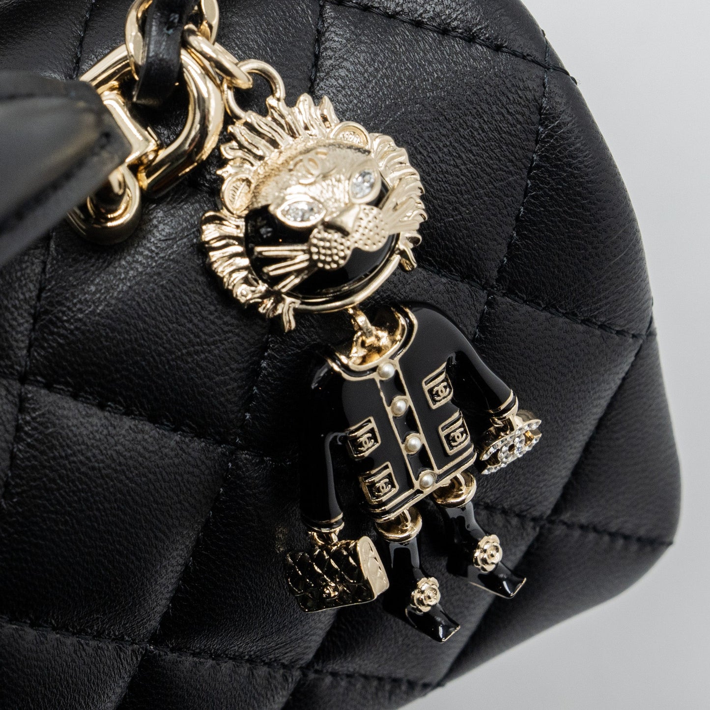 Chanel 22P Lion Charm Top Handle Mini Rectangular Flap Bag Lambskin Black LGHW (microchip)