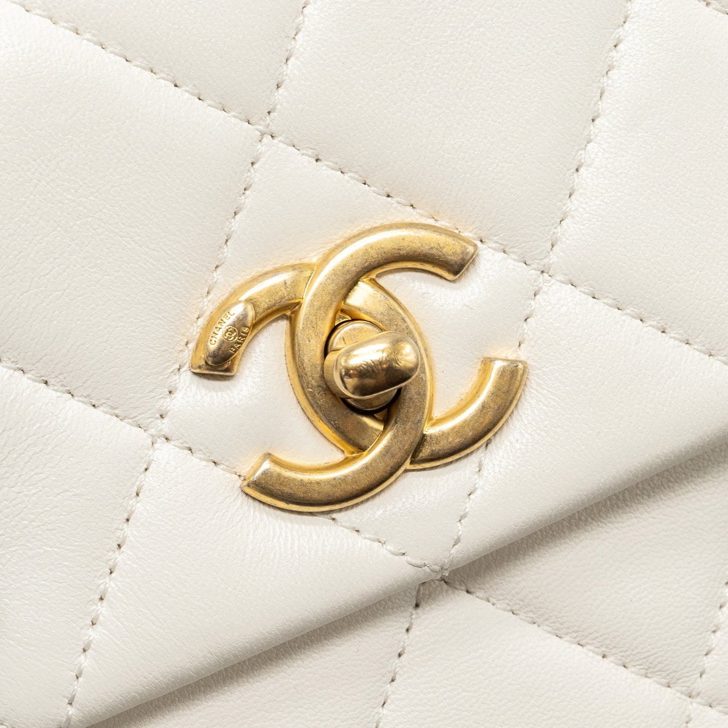 Chanel Seasonal Square Flap Bag Lambskin White GHW (Microchip)