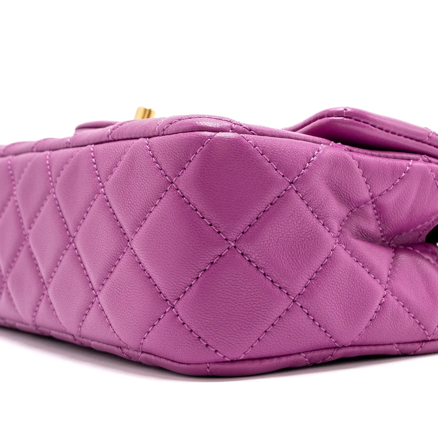 Chanel pearl crush mini rectangular flap bag lambskin purple GHW