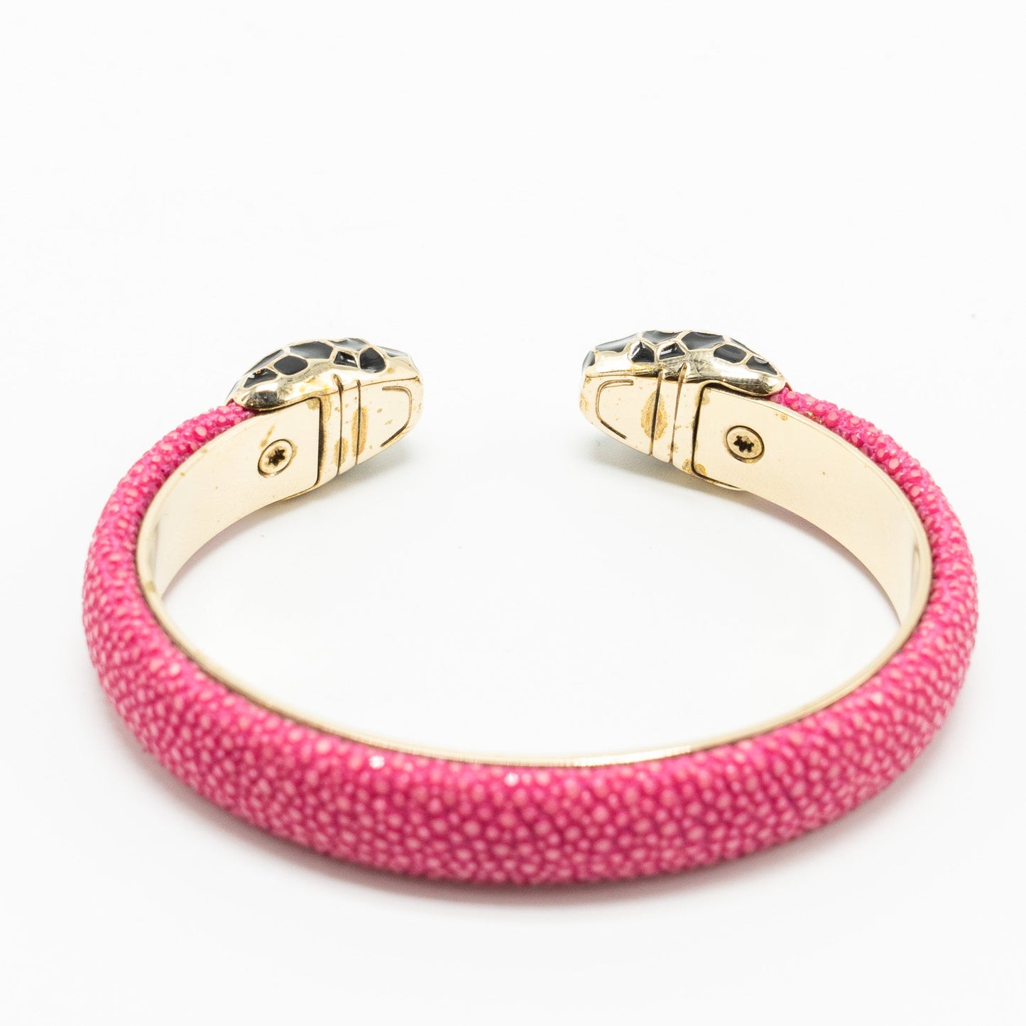 Bvlgari size medium Serpenti Forever Bracelet Pink/ Galuchat Light Gold Tone