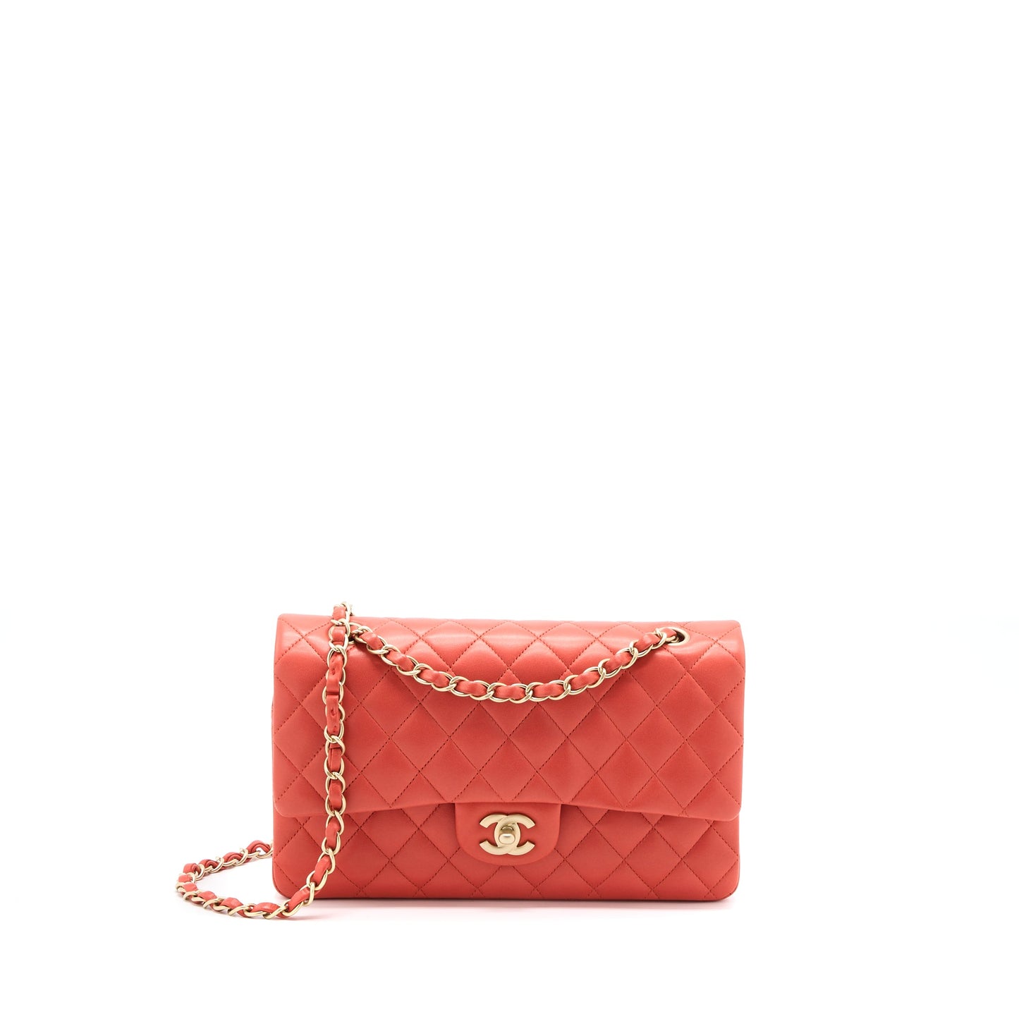 Chanel Medium Classic Double Flap Bag Lambskin Coral Brushed GHW