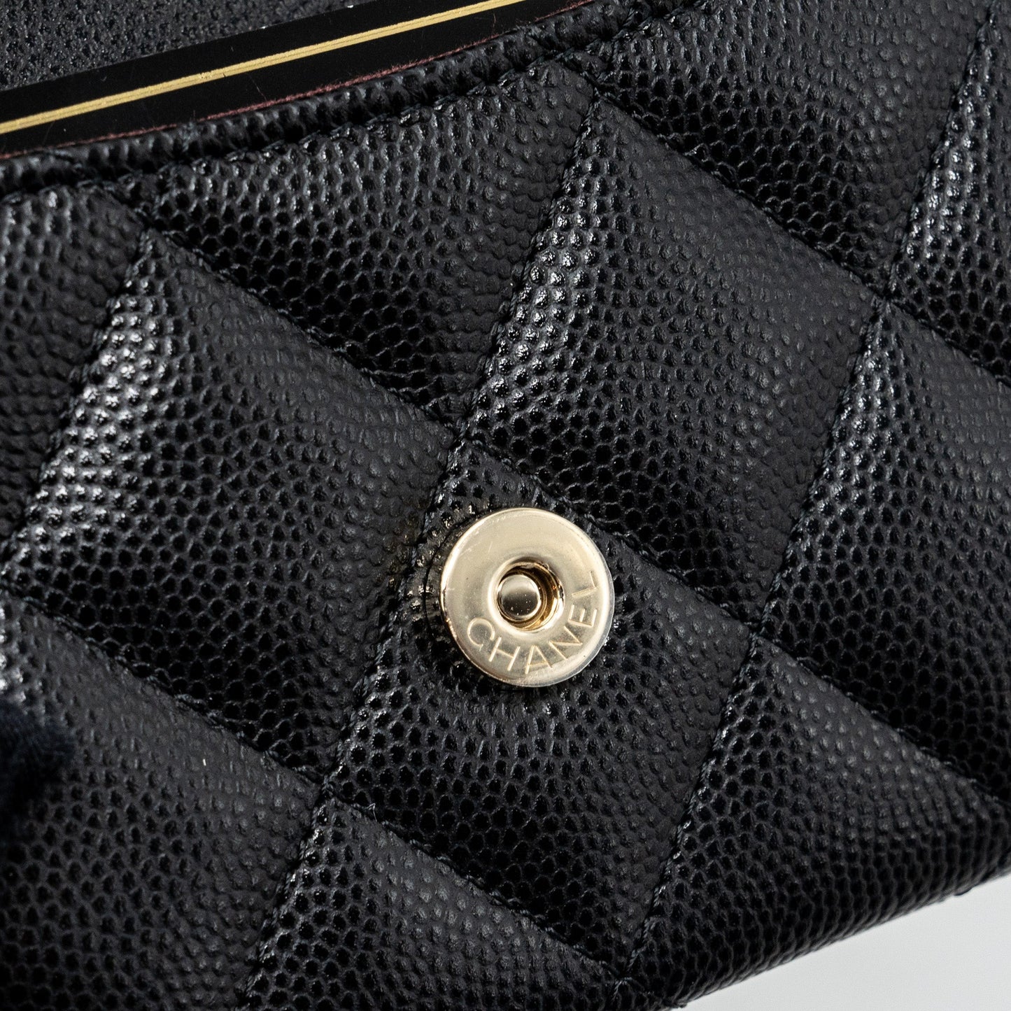 Chanel Card Holder With Chain Caviar Black LGHW