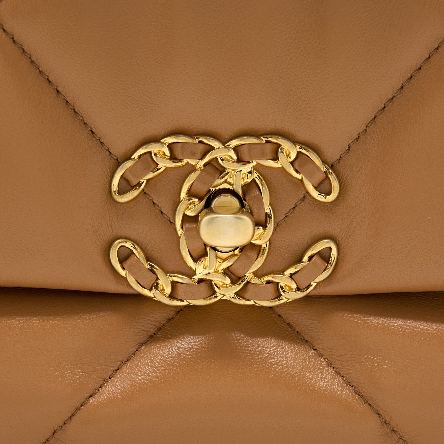 Chanel 22A Small 19 Bag Lambskin Caramel GHW (Microchip)