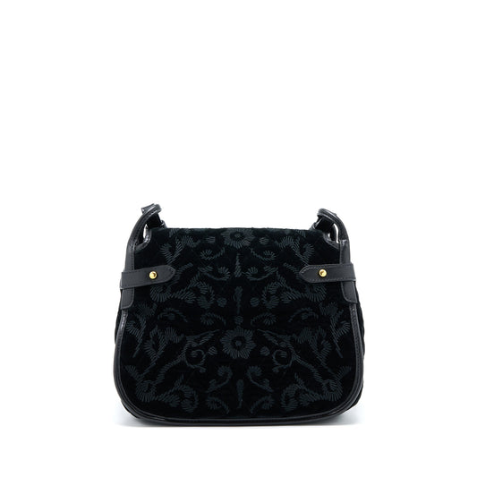 Prada Corsaire Hobo Bag Velvet/Leather Black GHW